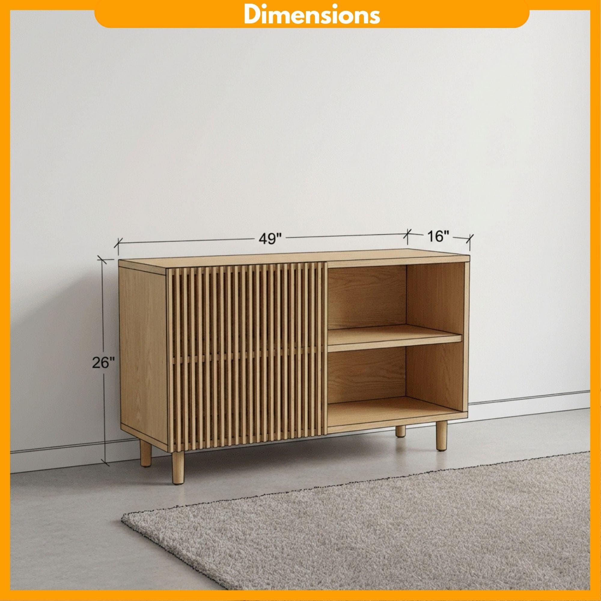 Modern Sideboard Plans | Slatted Door, Mid-Century Legs (Digital Download) 1