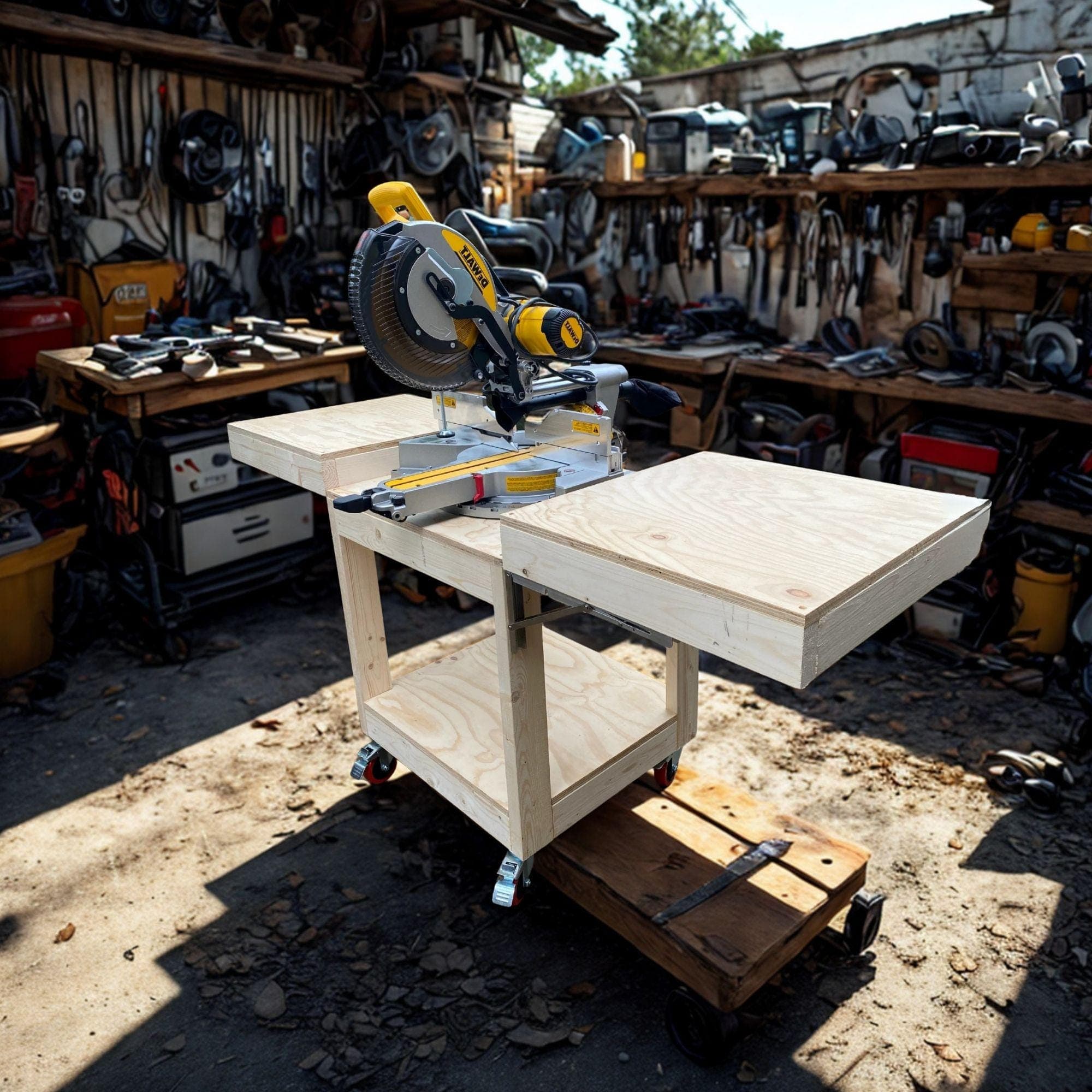 Mobile Miter Saw Station Plans: Flip Top Workbench with Wood Storage (PDF) 1