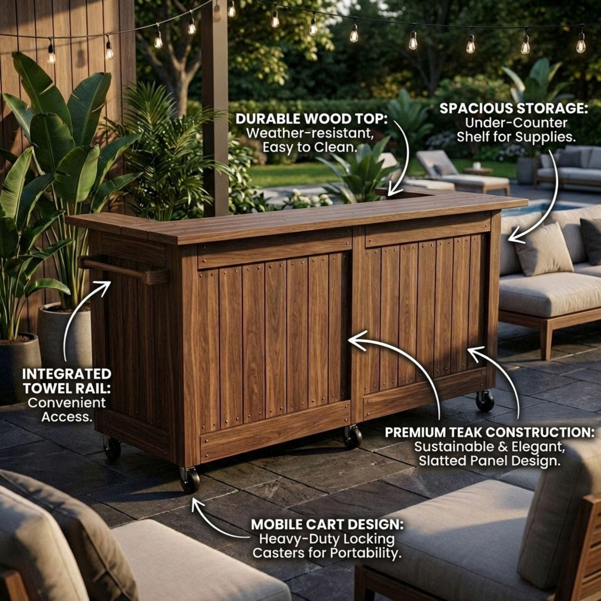 DIY Outdoor Bar Plans | Slatted Wood Mobile Bar Blueprint (PDF Download) 2