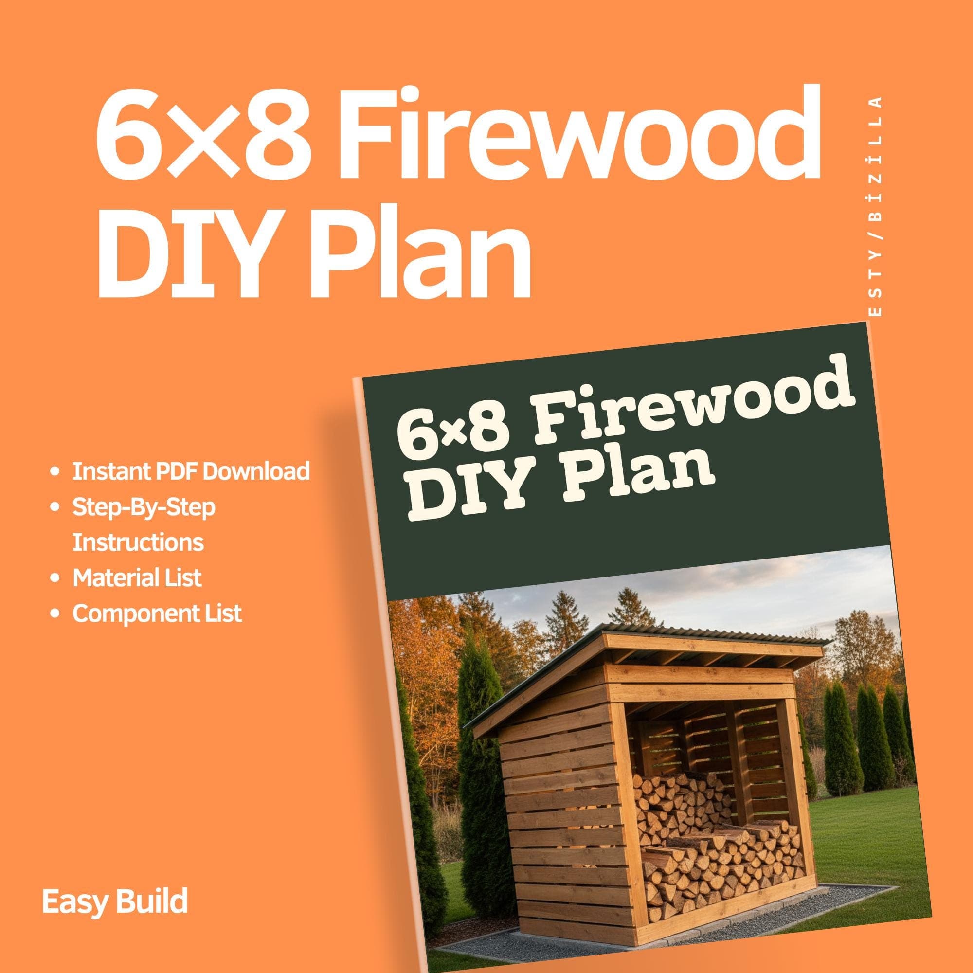 6x8 Firewood Shed Plans: DIY Wood Storage with Sloped Roof (PDF Download) 5