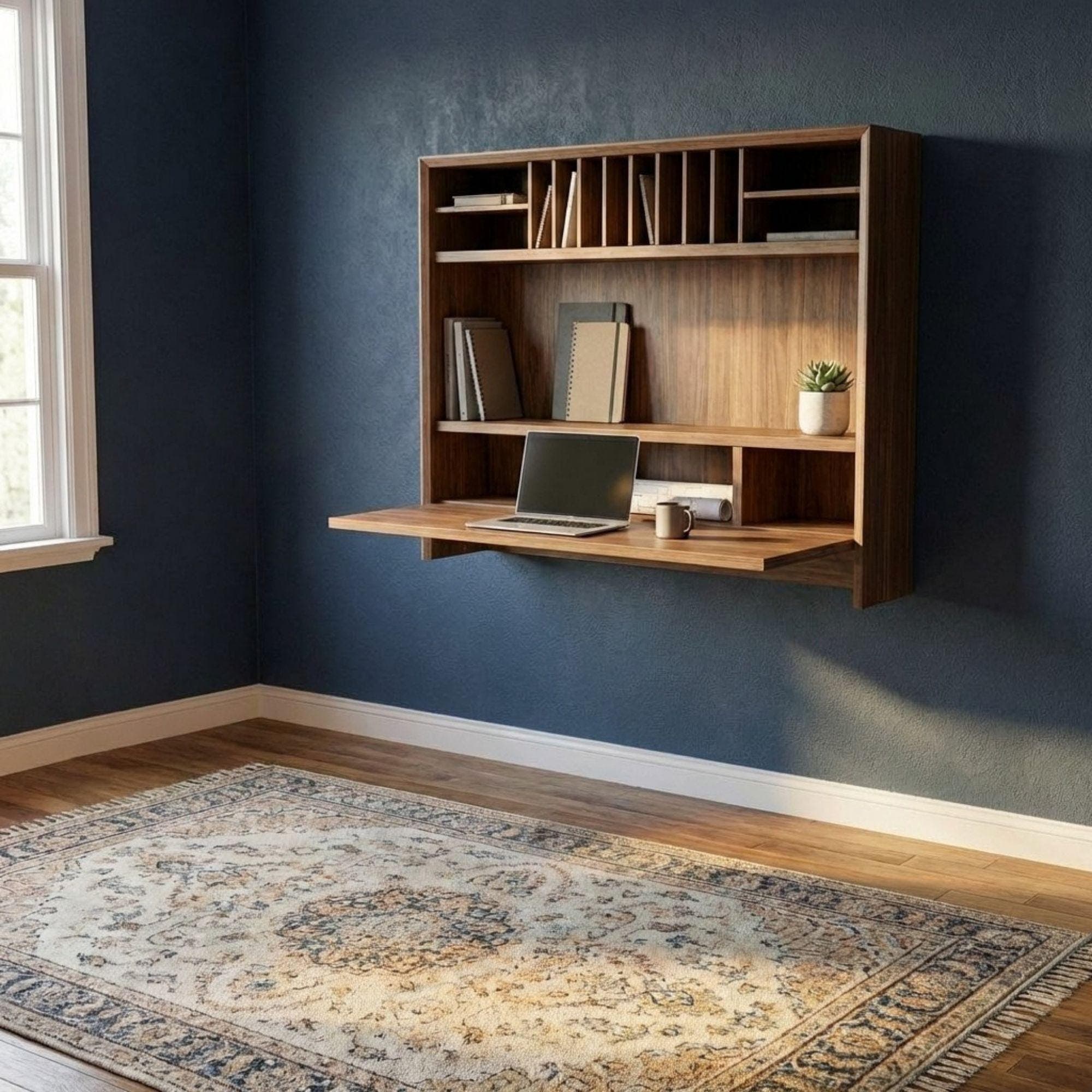 DIY Wall Mounted Murphy Desk Plans | Fold Down Shelf Blueprint (PDF Download) 3