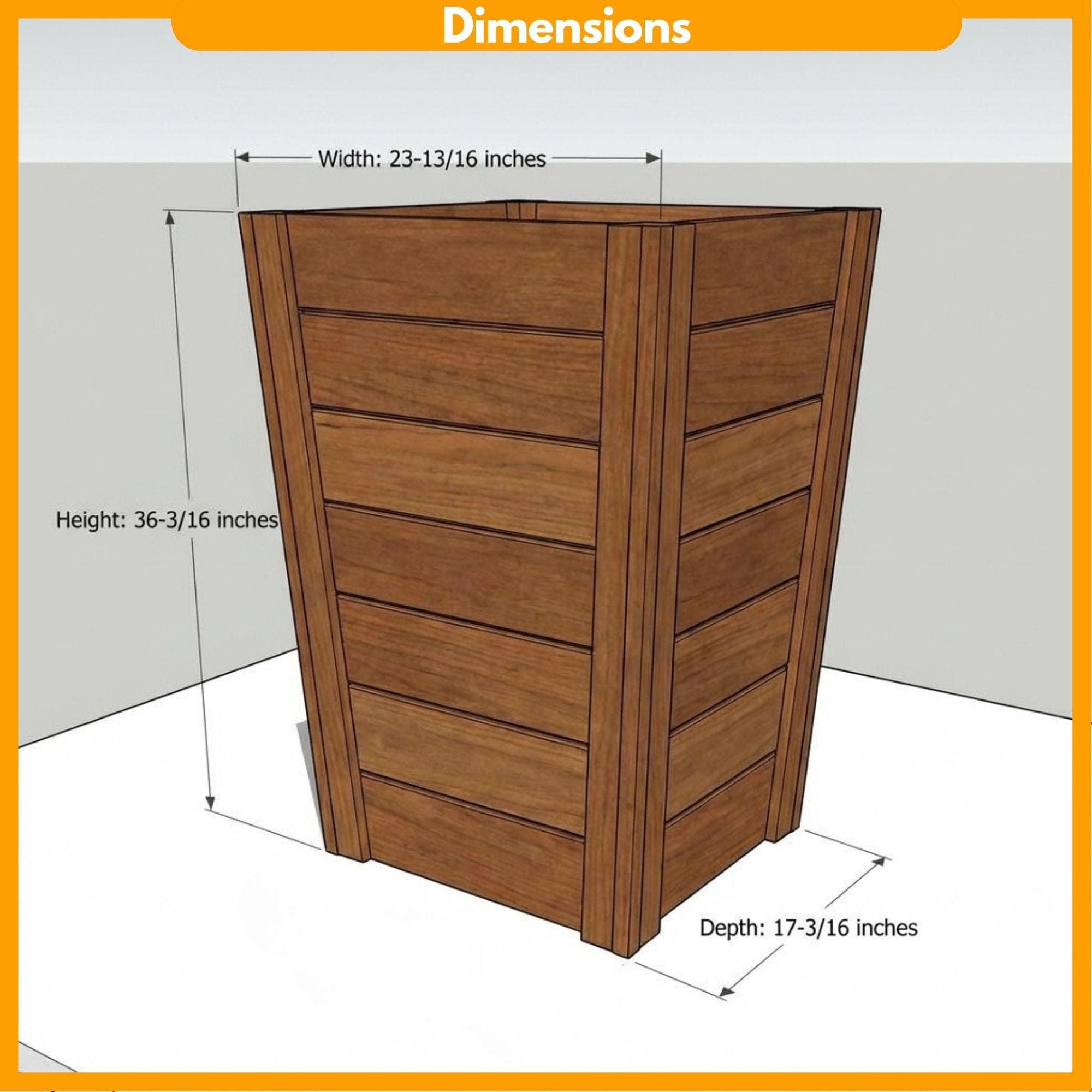 Tall Planter Box Plans | Modern Tapered Wood Outdoor Blueprint (PDF Download) 1