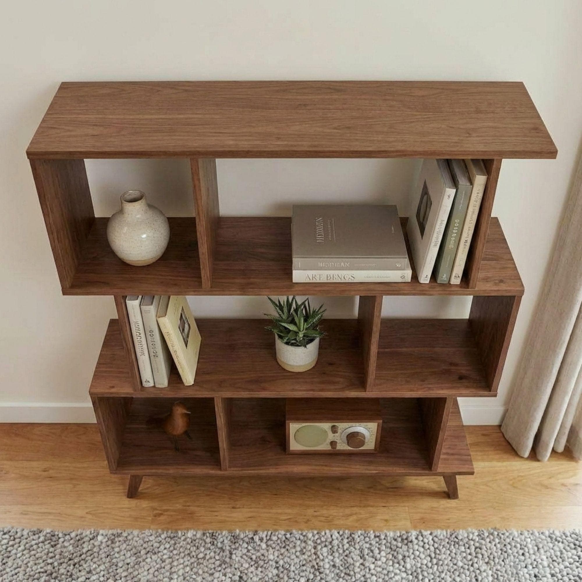 Mid-Century Modern Bookshelf Plans | Geometric Wood Bookcase Blueprint (Digital Download) 3