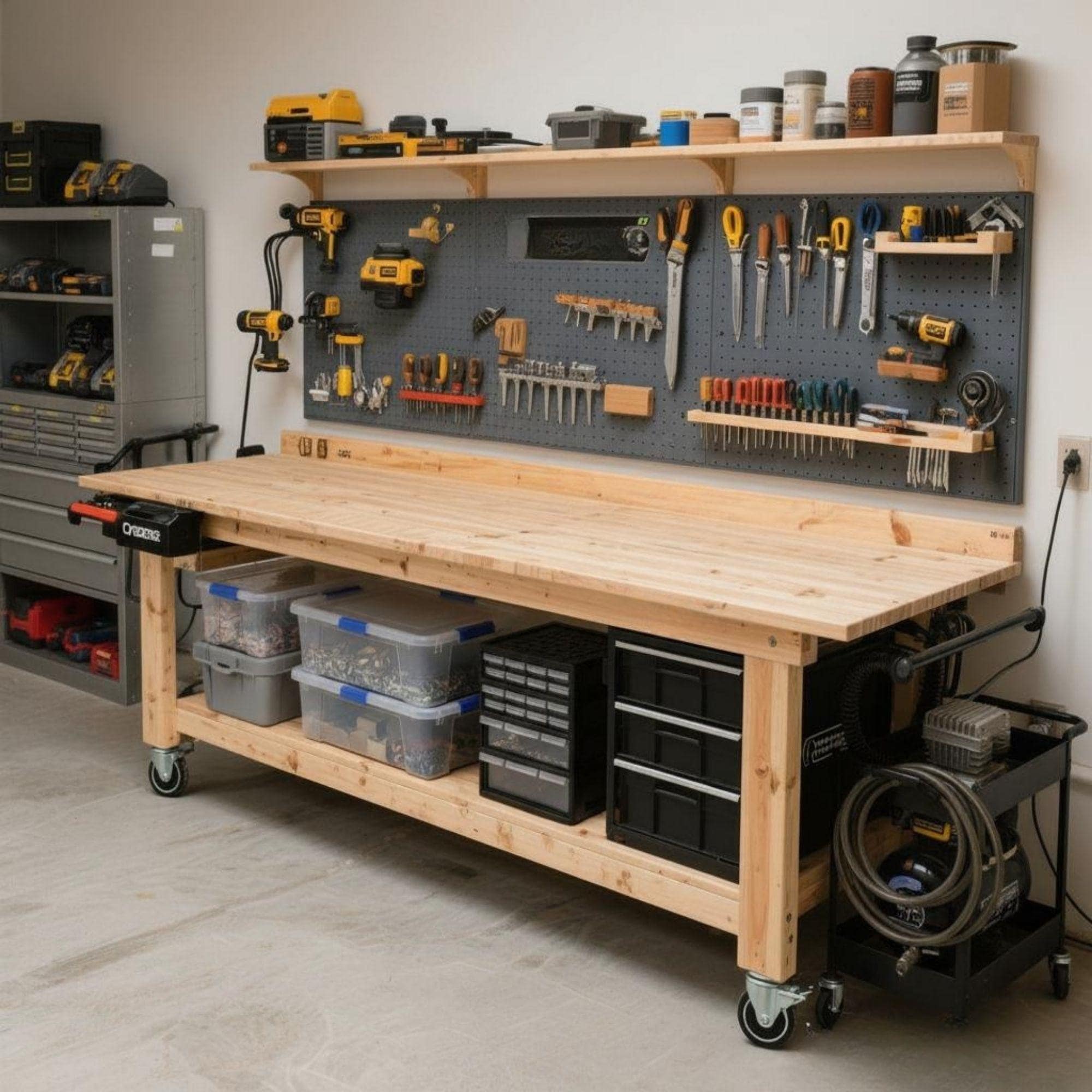 DIY Extra-Long Mobile Workbench Plans | Garage Workstation (Digital Download) 1