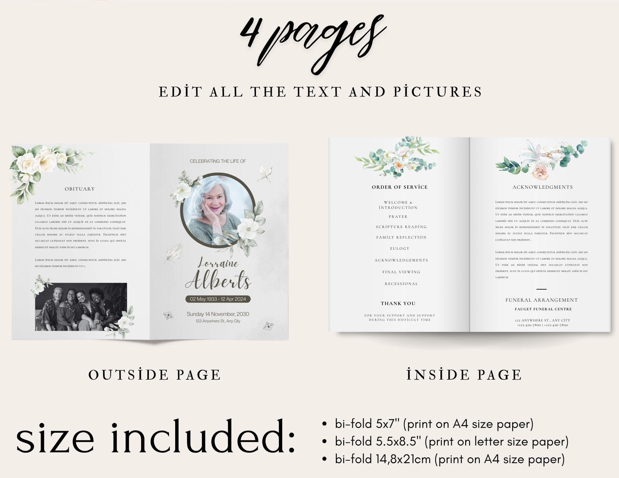 Eucalyptus Funeral Program Template | Celebration of Life (Instant Download) 2