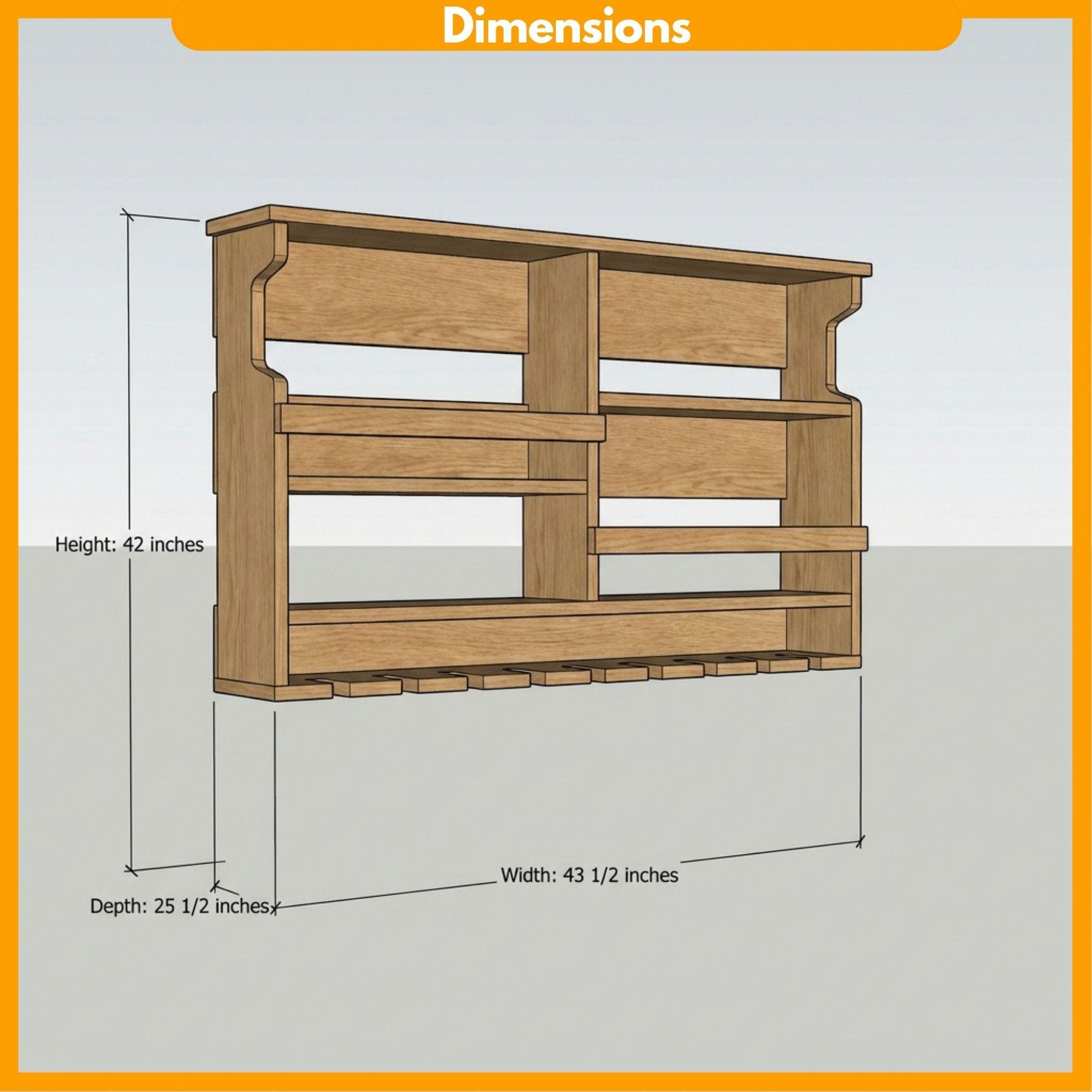 DIY Wall Mounted Wine Rack Plans | Bar Cabinet with Glass Storage (PDF Download) 1