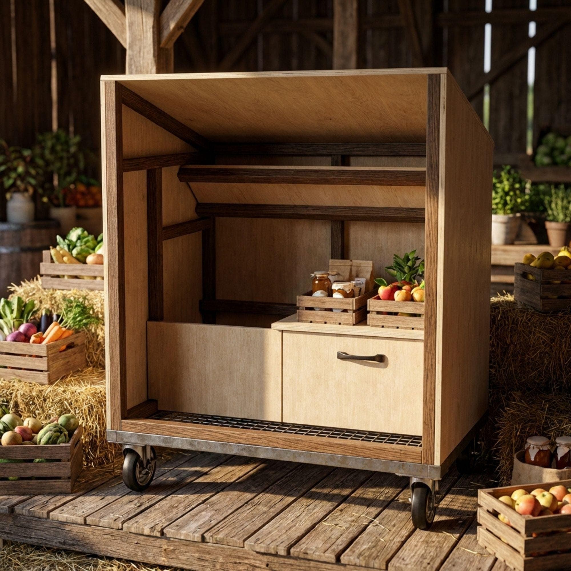 DIY Farmstand Plans | Roadside Vegetable Stand Blueprint | Mobile Bakery Cart PDF | Farmers Market Stall Build | Wood Flower Cart Template 6