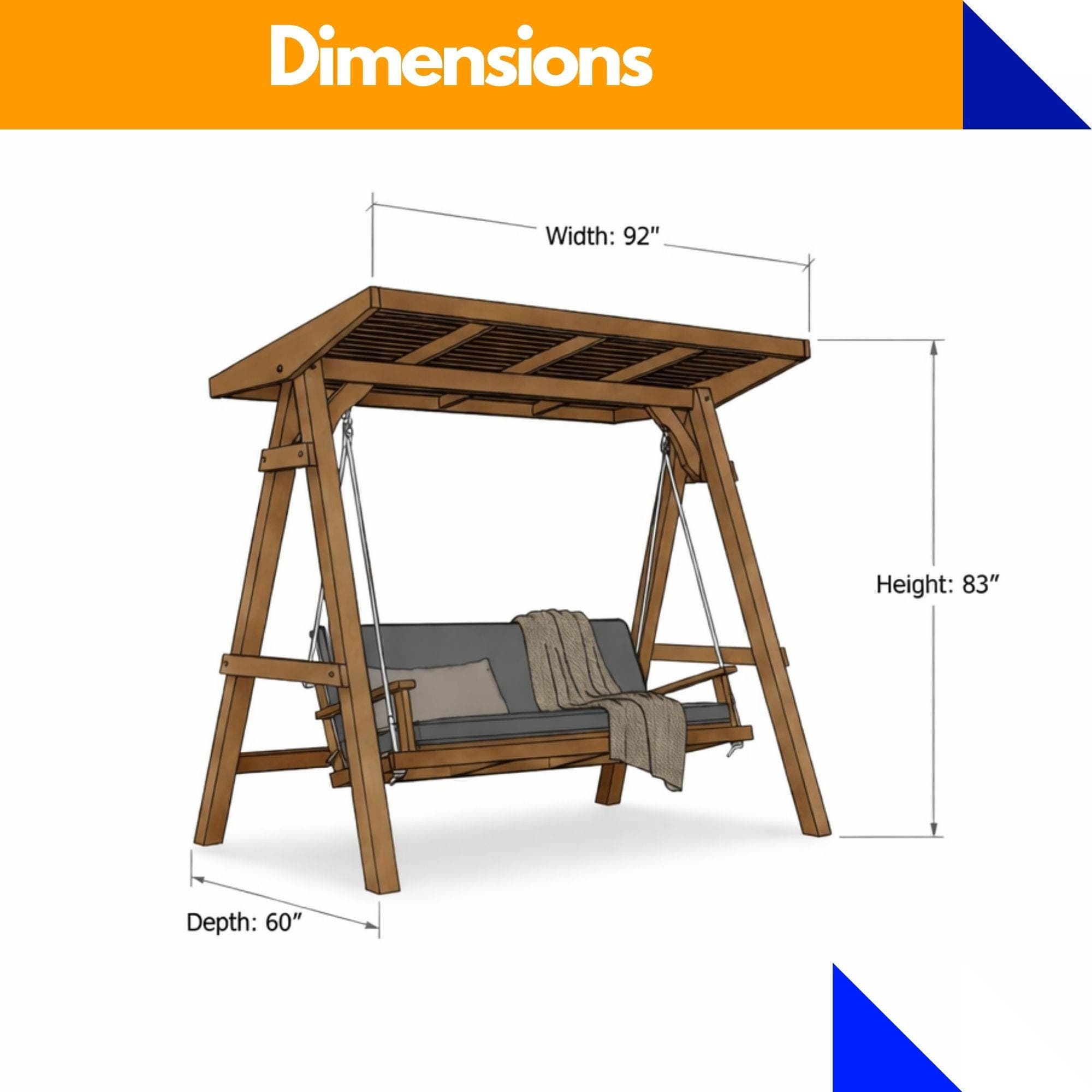 Covered Garden Swing Plans | DIY A-Frame Bench with Roof (PDF Blueprint 1
