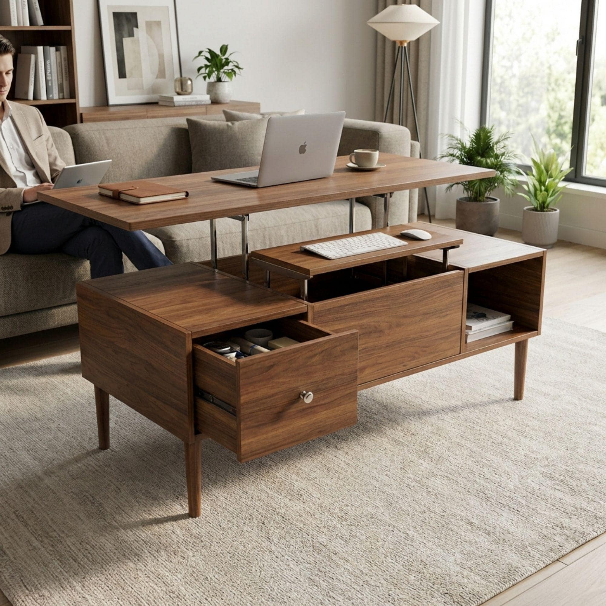 DIY Lift Top Coffee Table Plans | Mid-Century Modern Storage Blueprint (Digital Download) 4