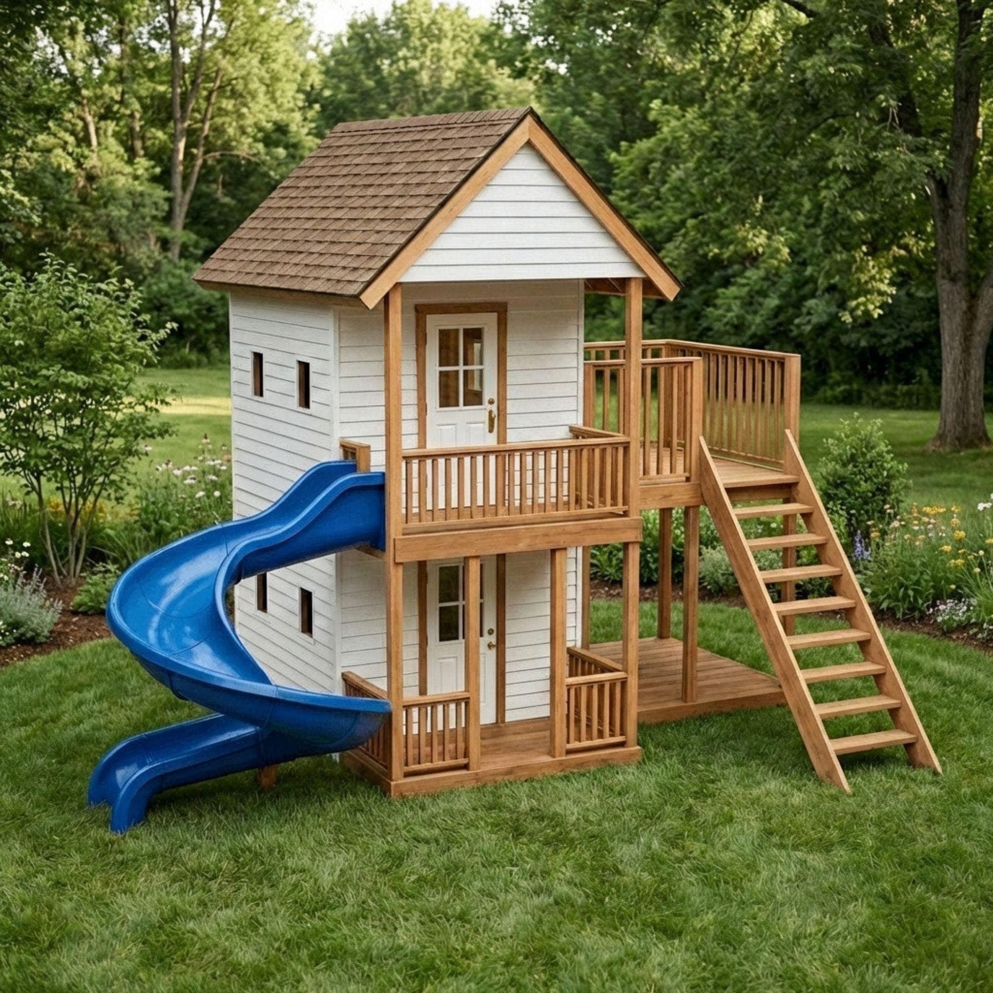 DIY 2-Story Playhouse Plans | Kids Elevated Backyard Fort Blueprint (PDF Download)