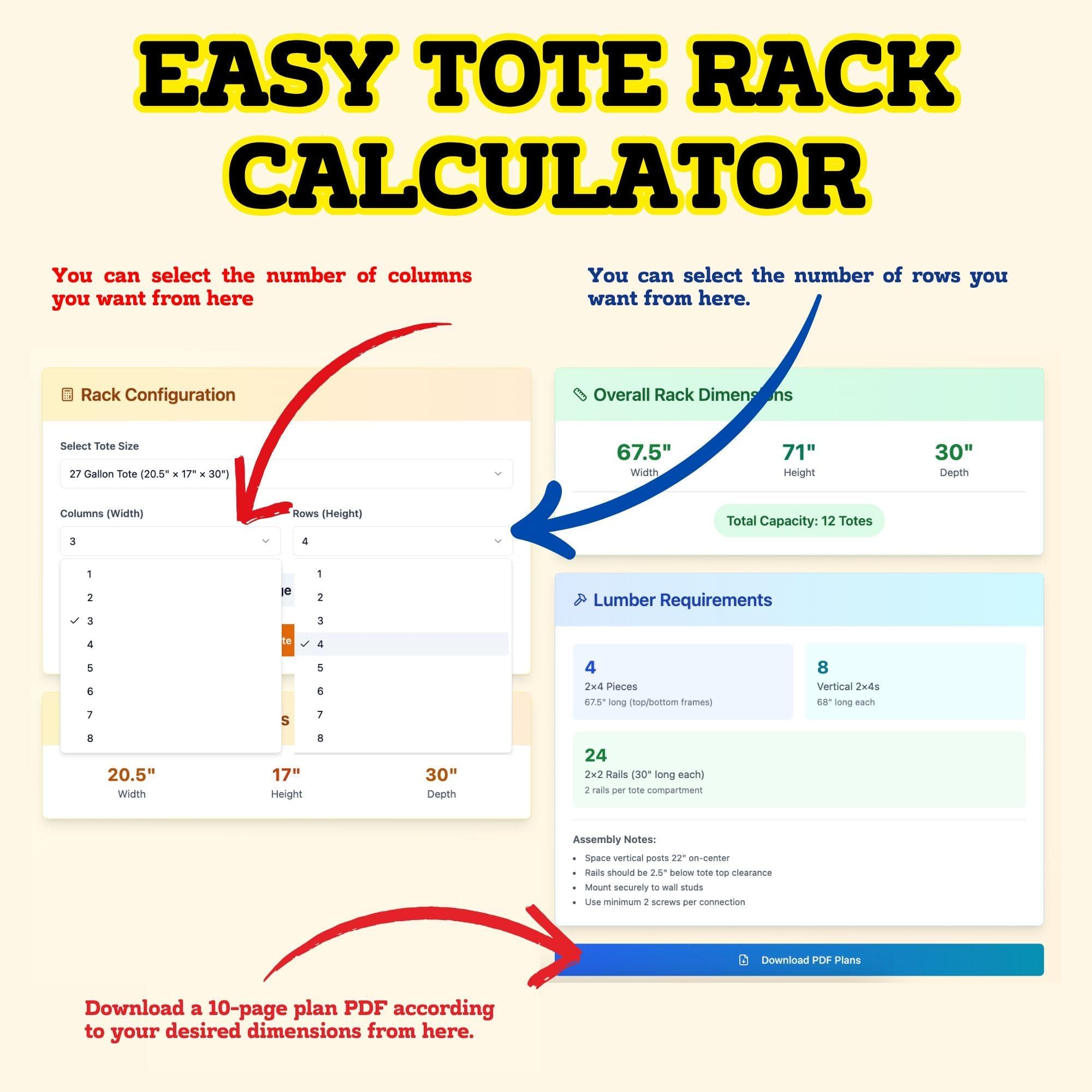 DIY 27-Gallon Tote Rack Plan 2x2 | Costco Totes (PDF Pattern) 9