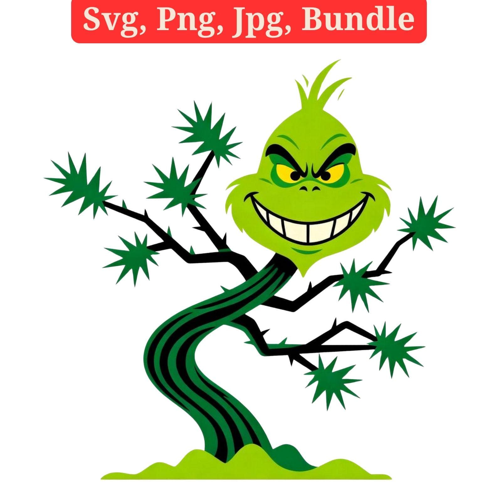 Grinch Hand Stealing Christmas Tree SVG & PNG Bundle | Whoville Tree Clipart, Sublimation Files 8