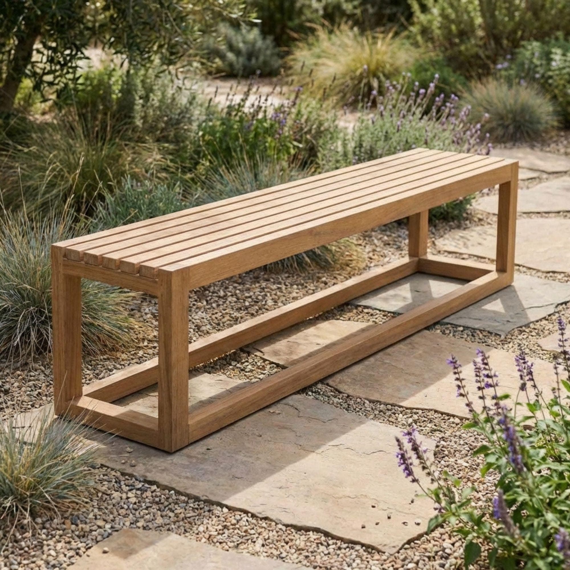 DIY Outdoor Bench Plans | Simple Wood Deck Bench Blueprint | Modern Backless Garden Seating PDF 5