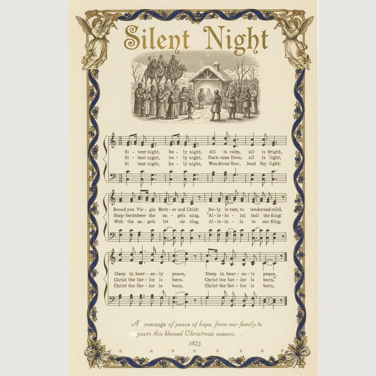 Vintage Christmas Carol Sheet Music Prints, Set of 5 (Digital Download) 1