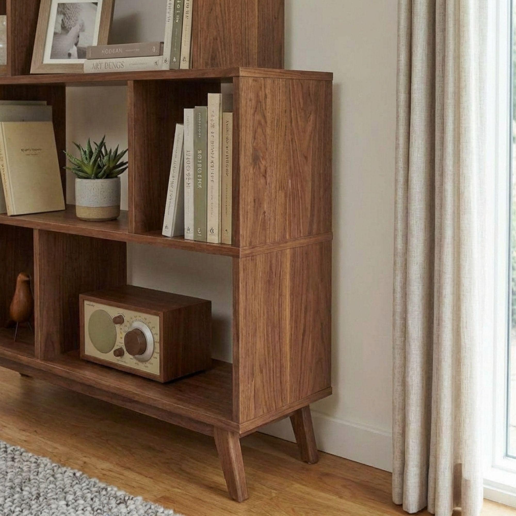 Mid-Century Modern Bookshelf Plans | Geometric Wood Bookcase Blueprint (Digital Download) 6