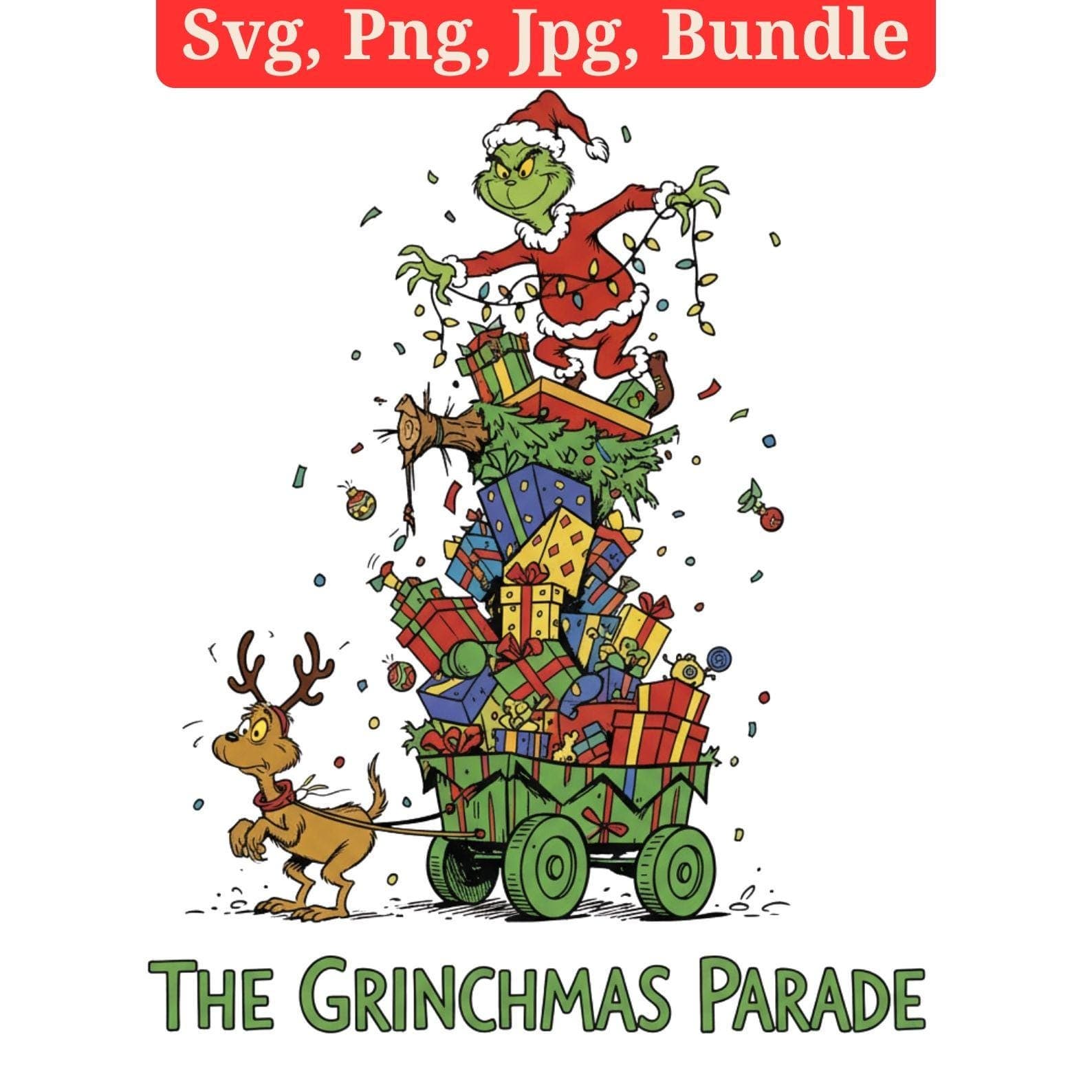 Grinch Hand Stealing Christmas Tree SVG & PNG Bundle | Whoville Tree Clipart, Sublimation Files 7