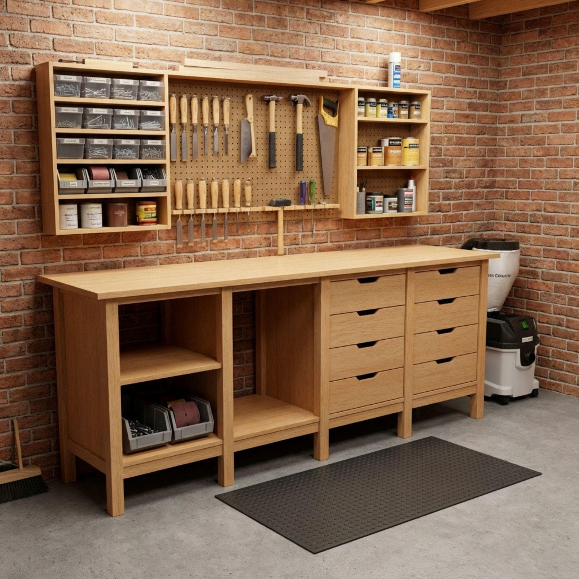 8ft Garage Workbench Plans | DIY Woodshop Table with Shelves (PDF Download) 1