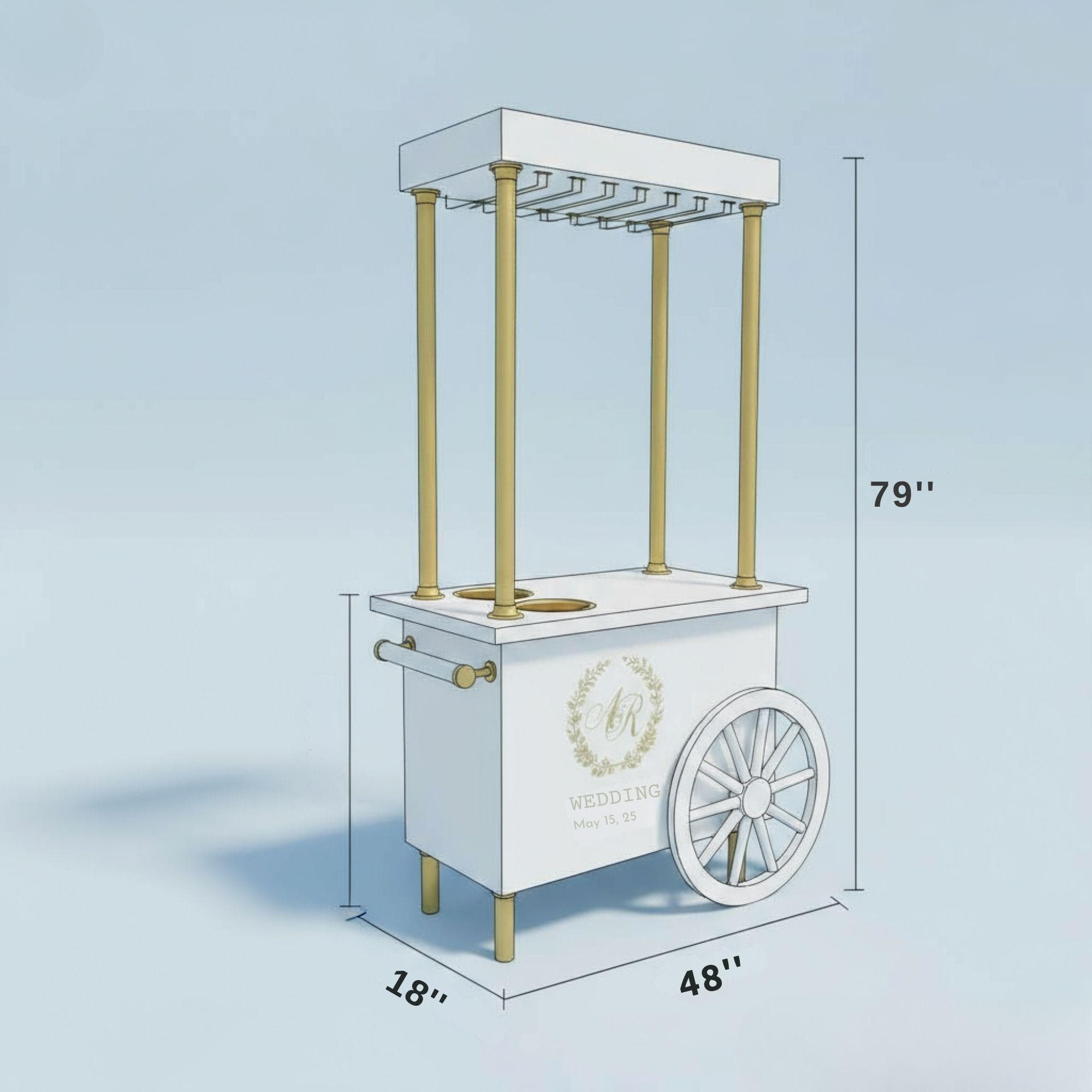Champagne Cart Blueprint | DIY Mobile Bar, Wedding Event Cart (Custom Build) 9