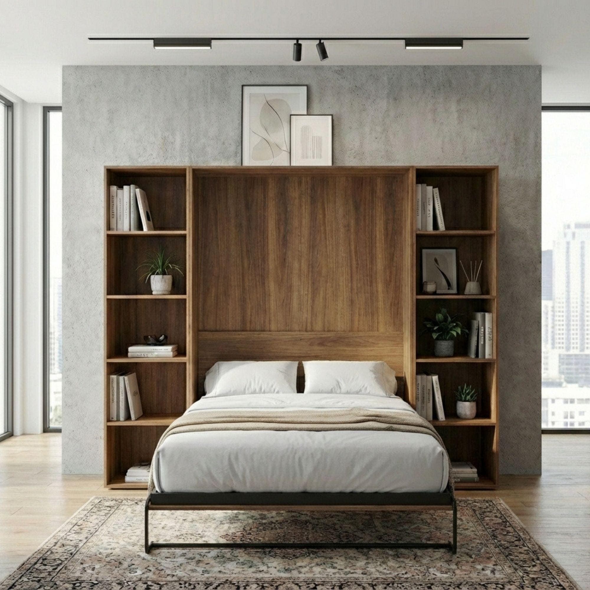 DIY Horizontal Murphy Bed Plans with Desk and Shelves (Digital Download) 2