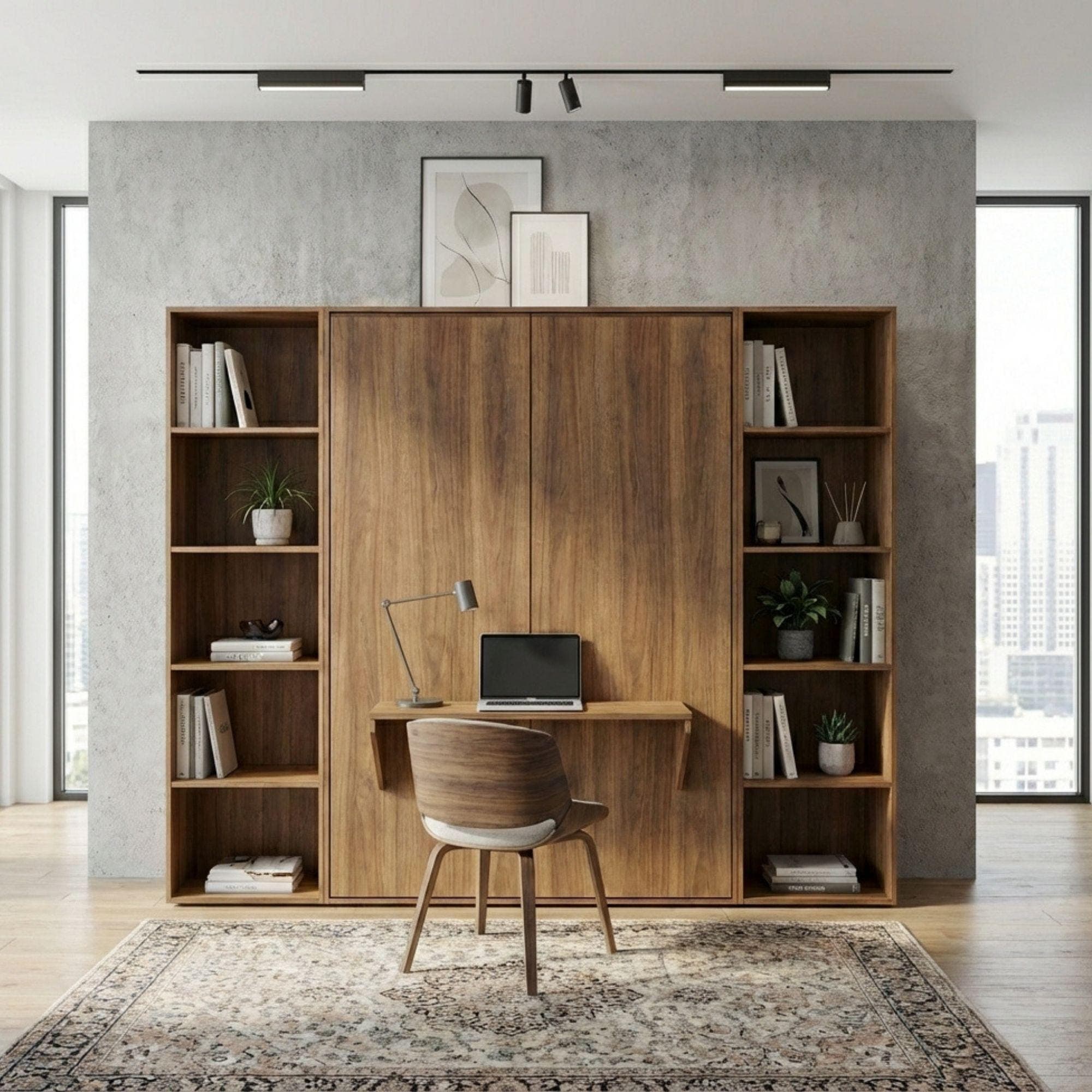 DIY Horizontal Murphy Bed Plans with Desk and Shelves (Digital Download) 4