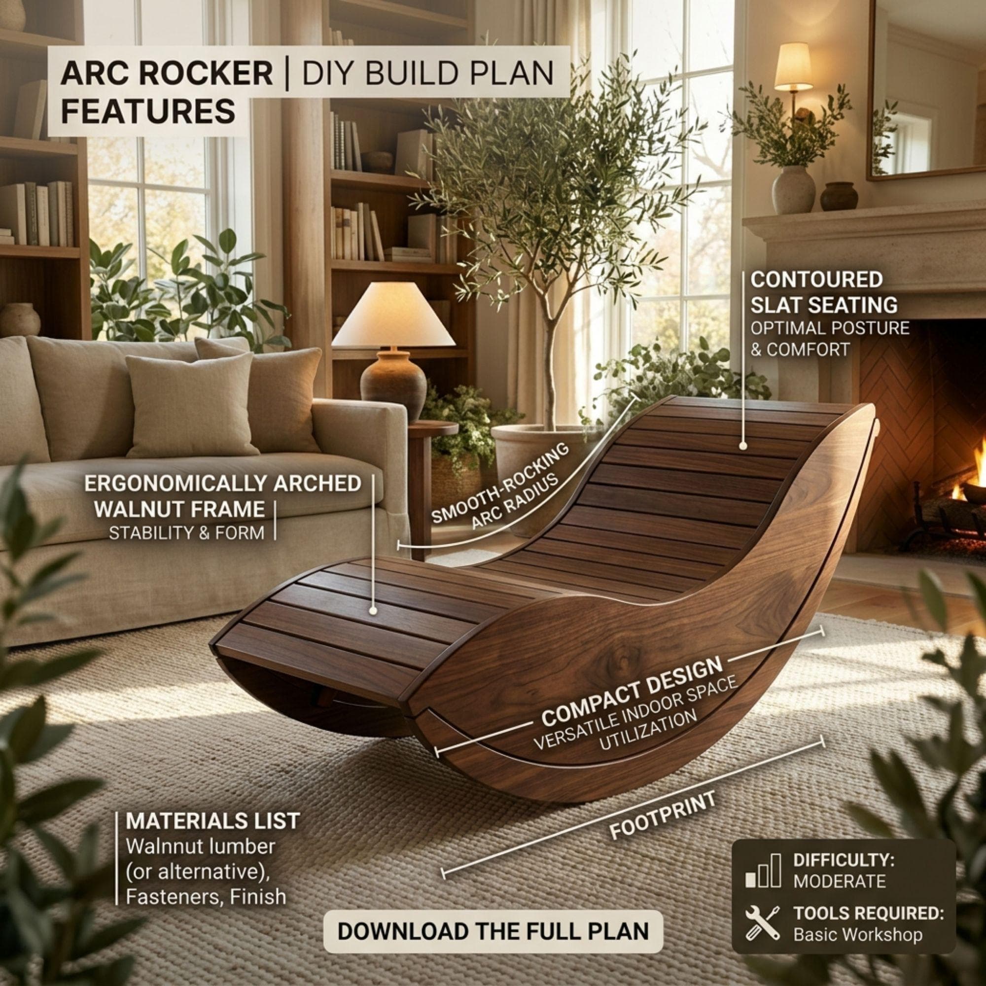 DIY Floor Rocking Chair Plans | Arc Rocking Lounger Blueprint | Oval Rocker Chair PDF 2