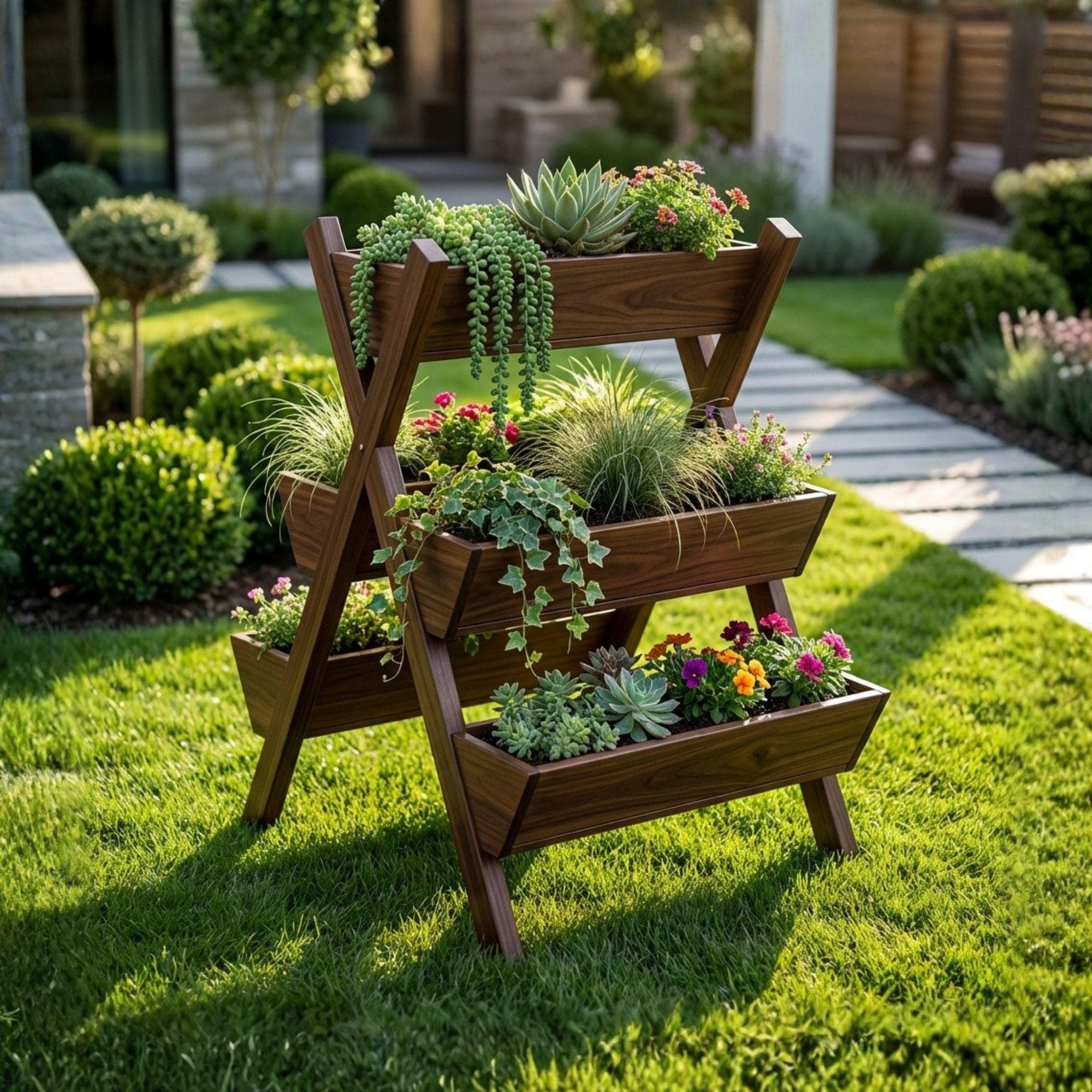 Tiered Flower Box Woodworking Plans | Vertical Garden Planter Stand Blueprint (Digital Download)