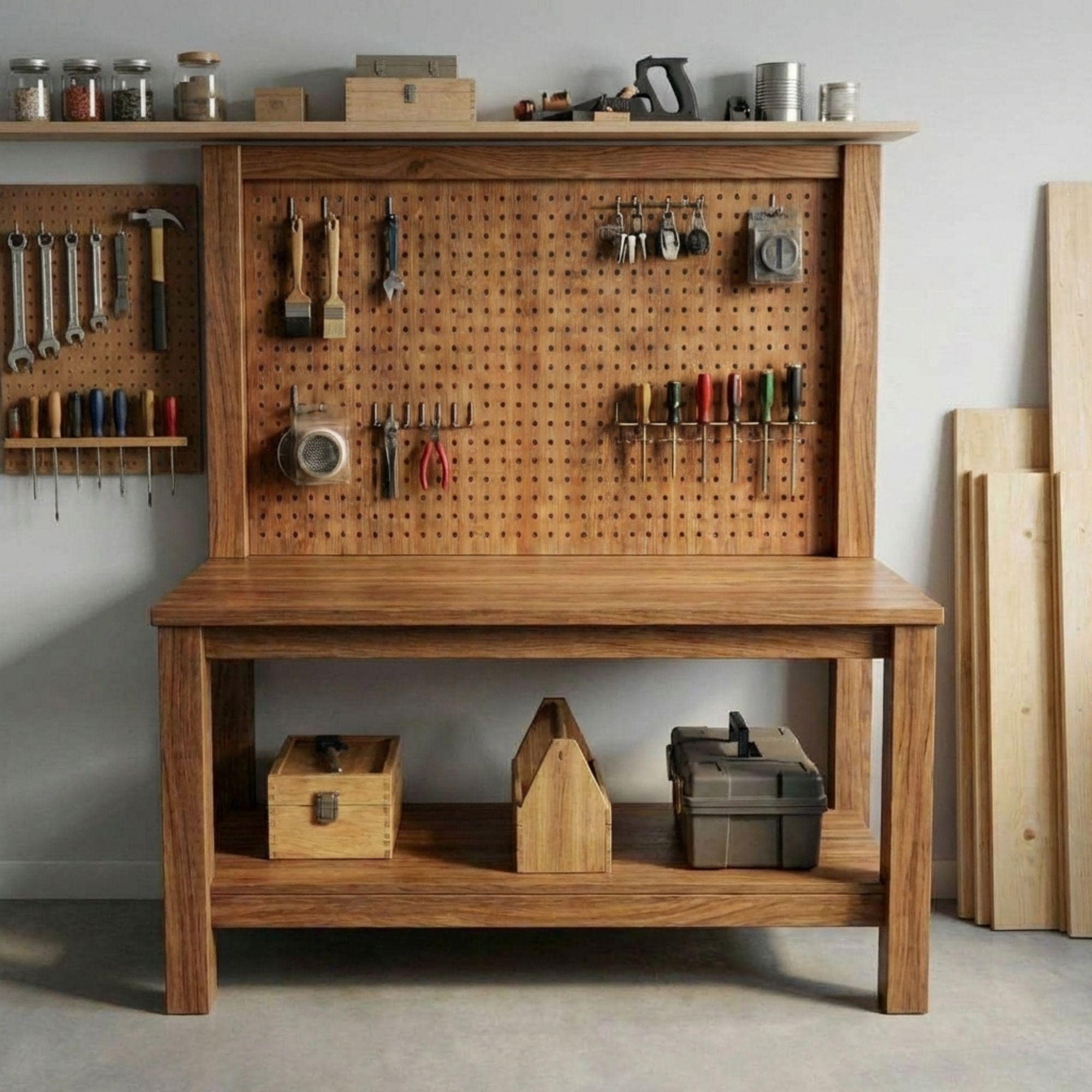 DIY Workbench Plans | Garage Workbench with Pegboard PDF | Wood Workbench Shelf | Easy DIY Garage Workshop Workbench 2
