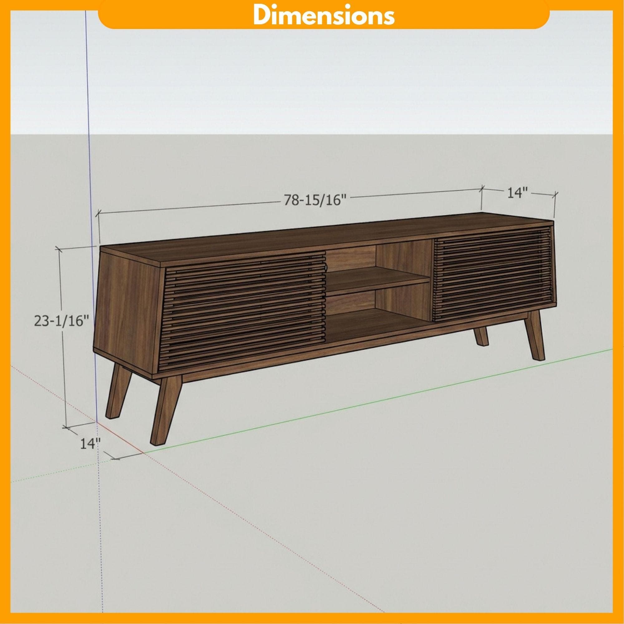 Mid Century Modern TV Console Plans | Slatted Doors Woodworking PDF 1