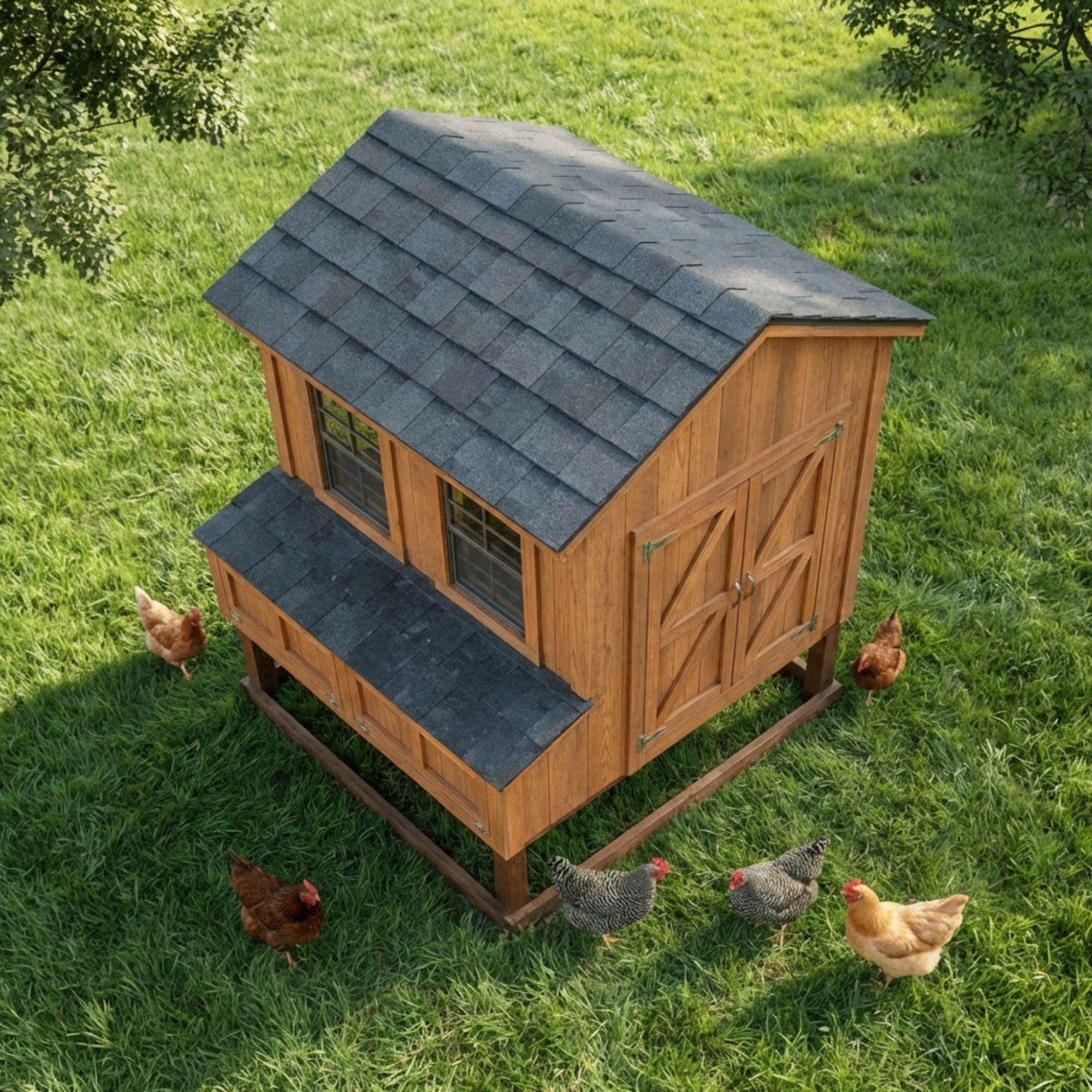 Raised Chicken Coop Plans for 6-8 Chickens | Cabin Style Hen House Blueprint (PDF) 4