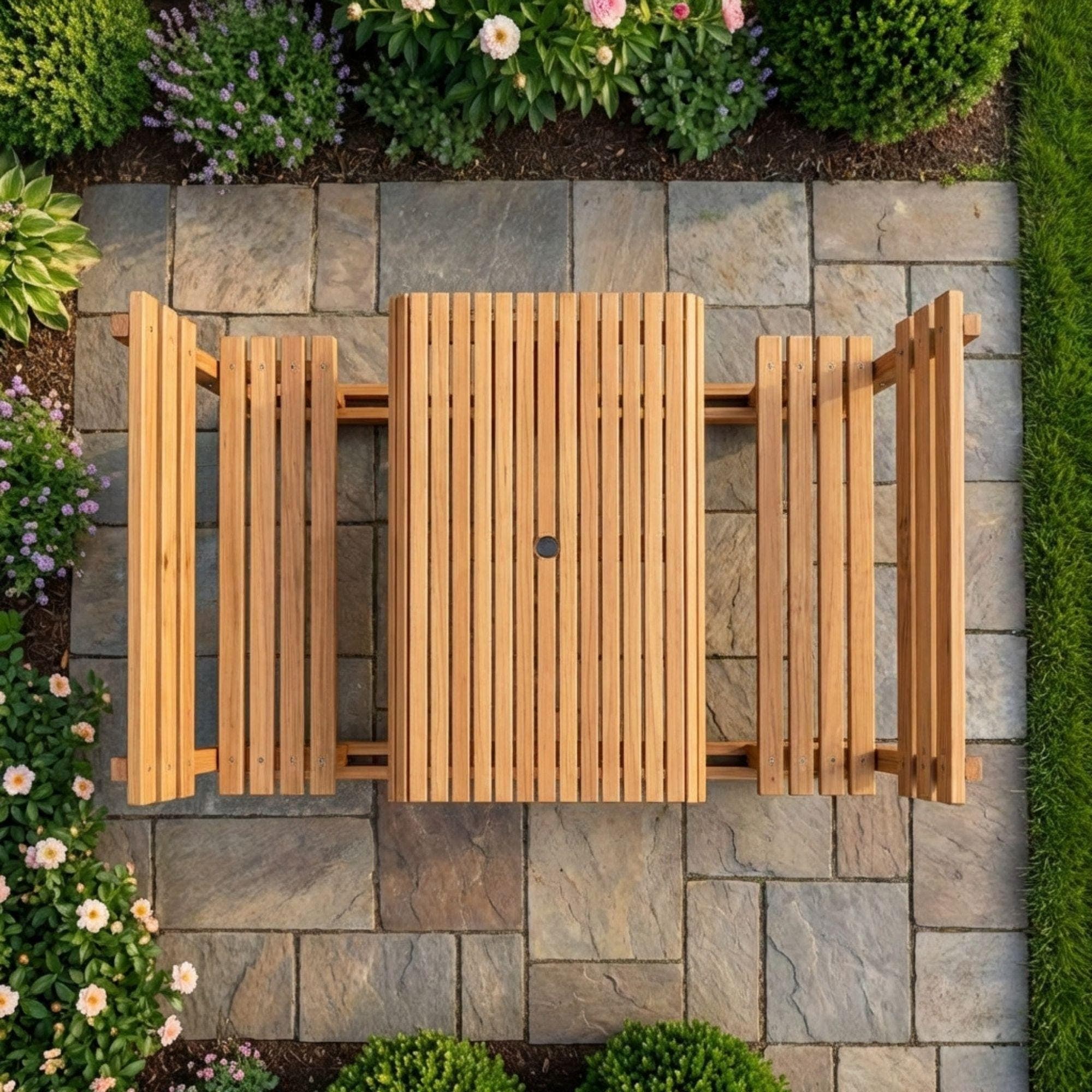 DIY Picnic Table Plans with Backrest | Outdoor Table Plans PDF | Picnic Bench Blueprint | Outside Table and Benches Woodworking Template 3