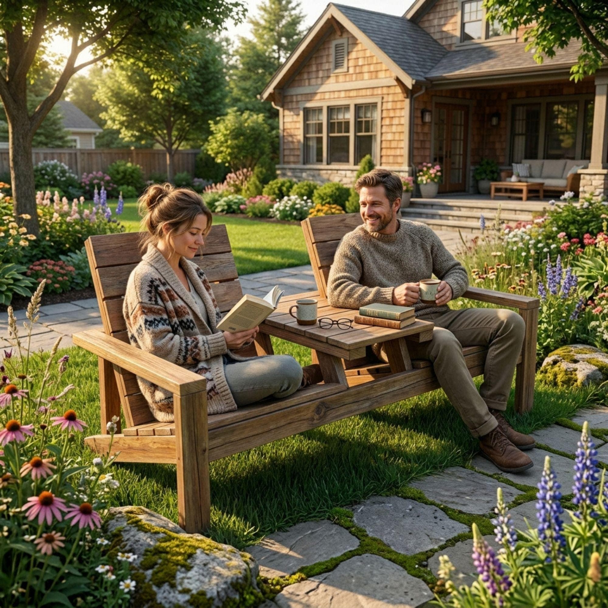 DIY Outdoor Double Chair Plans | Wooden Porch Furniture Blueprint | Double Seat Bench with Table PDF 3