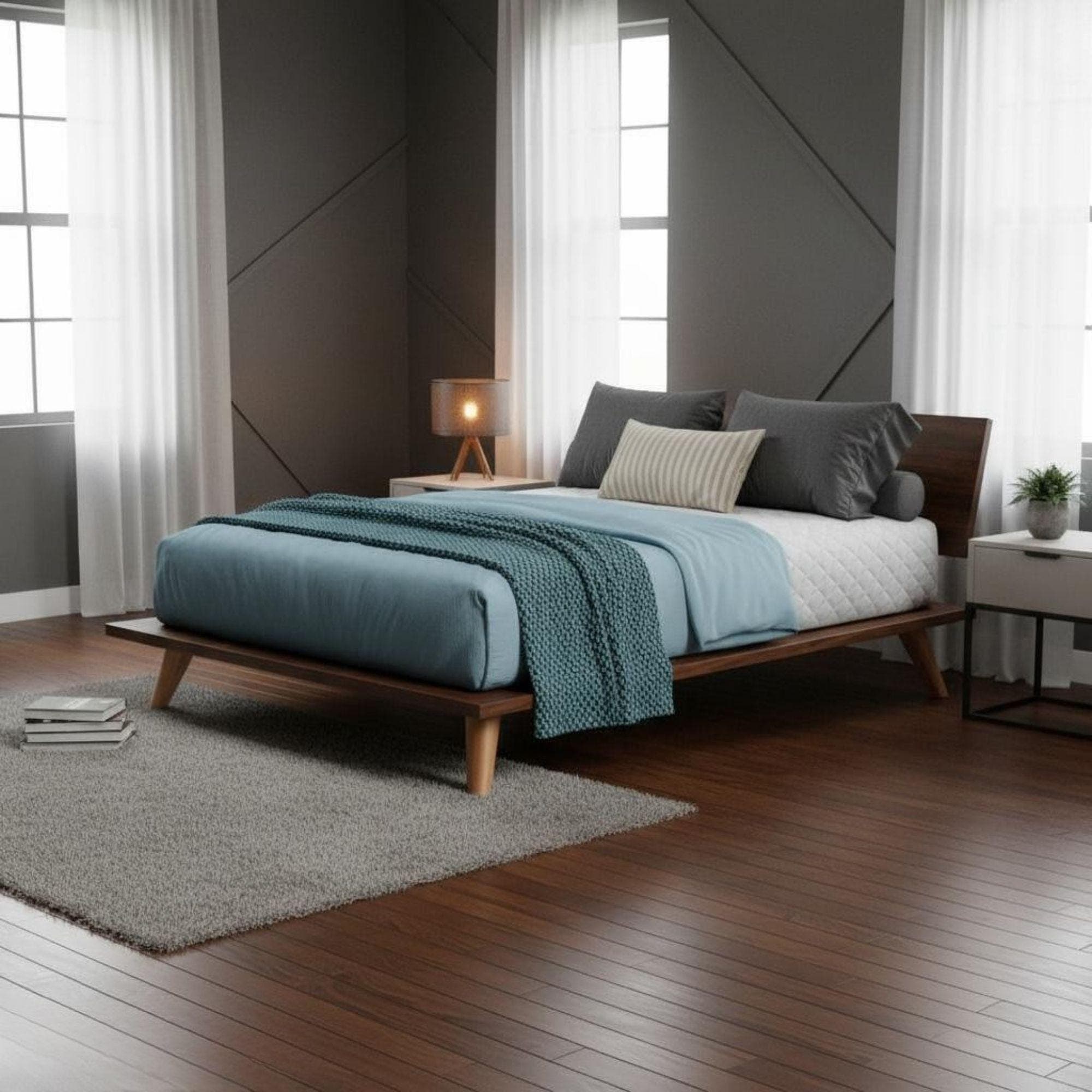 King Size Floating Bed Frame Plans | DIY Rustic Wood Design (PDF) 2