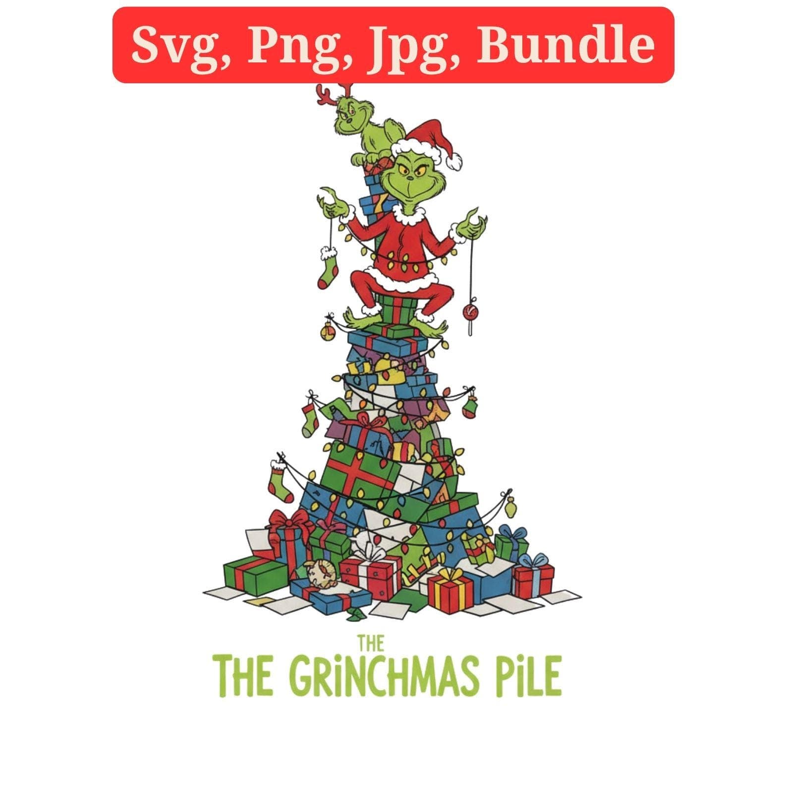 Grinch Hand Stealing Christmas Tree SVG & PNG Bundle | Whoville Tree Clipart, Sublimation Files 3