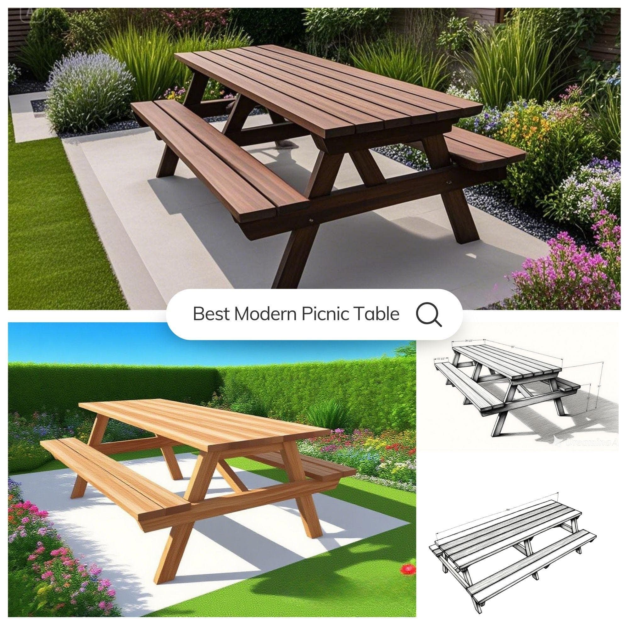 DIY Farmhouse Picnic Table Plans | Outdoor Furniture (PDF Pattern) 2