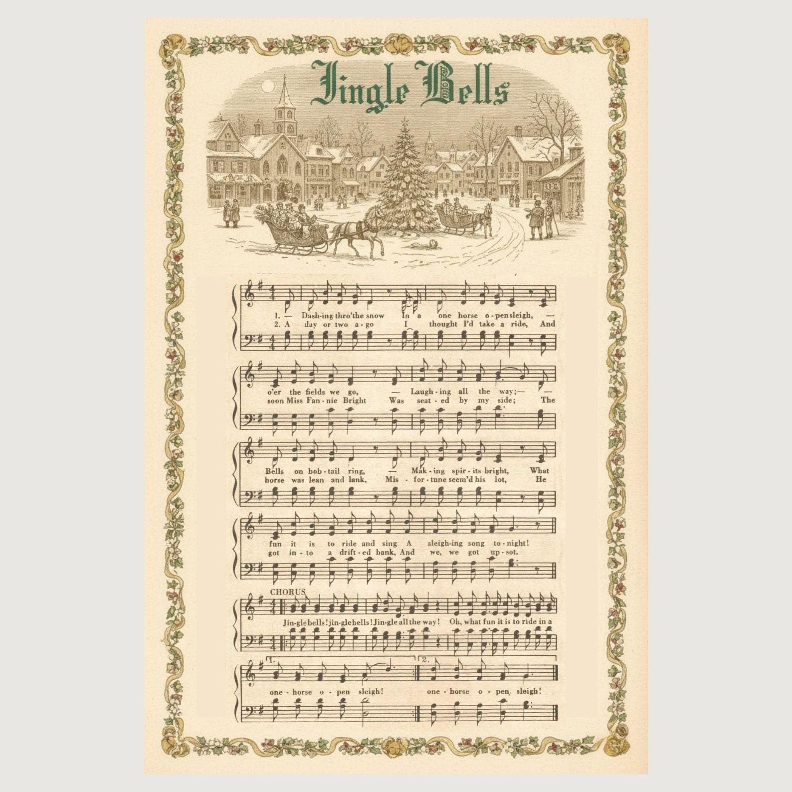 Vintage Christmas Carol Sheet Music Prints, Set of 5 (Digital Download) 4