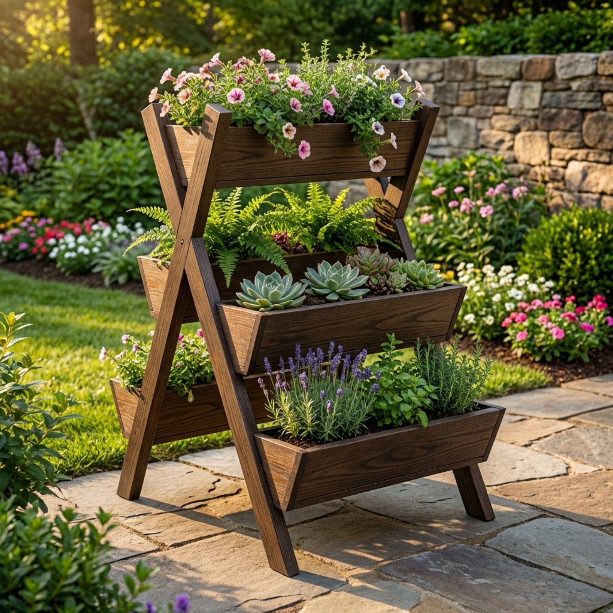 Tiered Flower Box Woodworking Plans | Vertical Garden Planter Stand Blueprint (Digital Download) 3