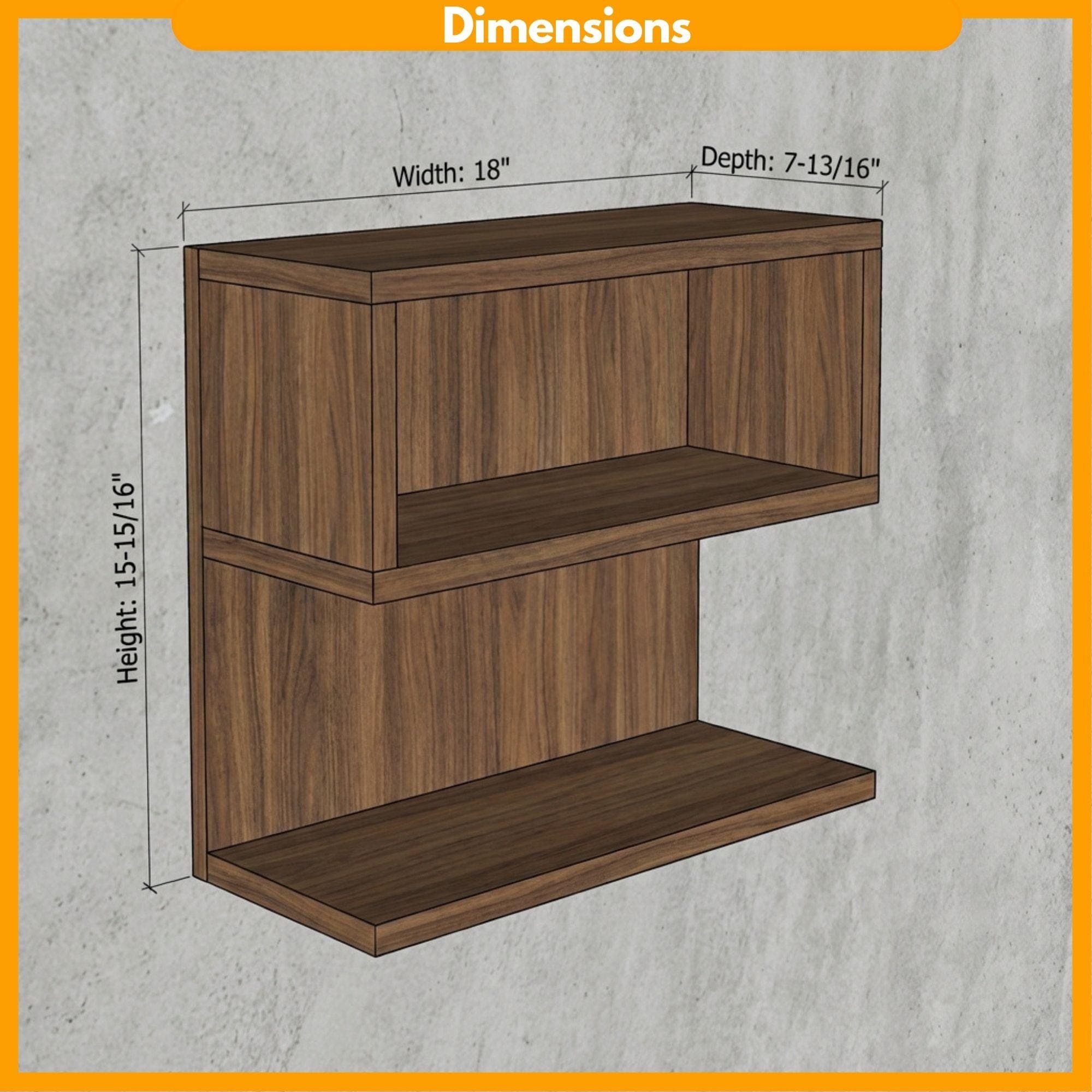 Modern S-Shaped Floating Shelf Plans, Woodworking Blueprints (Digital Download) 1