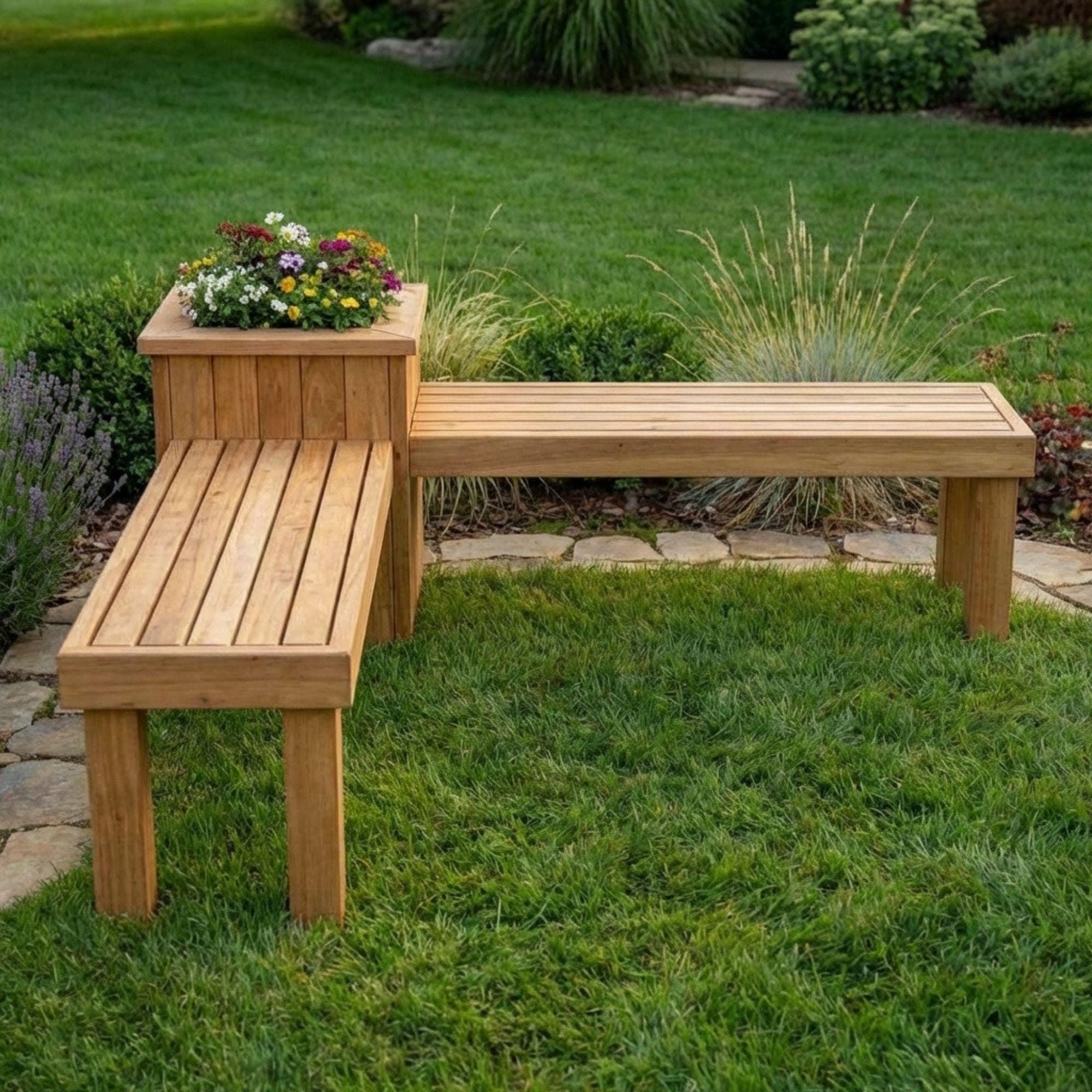 DIY Outdoor Corner Bench Plans | L Shaped Planter Bench Blueprint | Wooden Garden Seating PDF 4