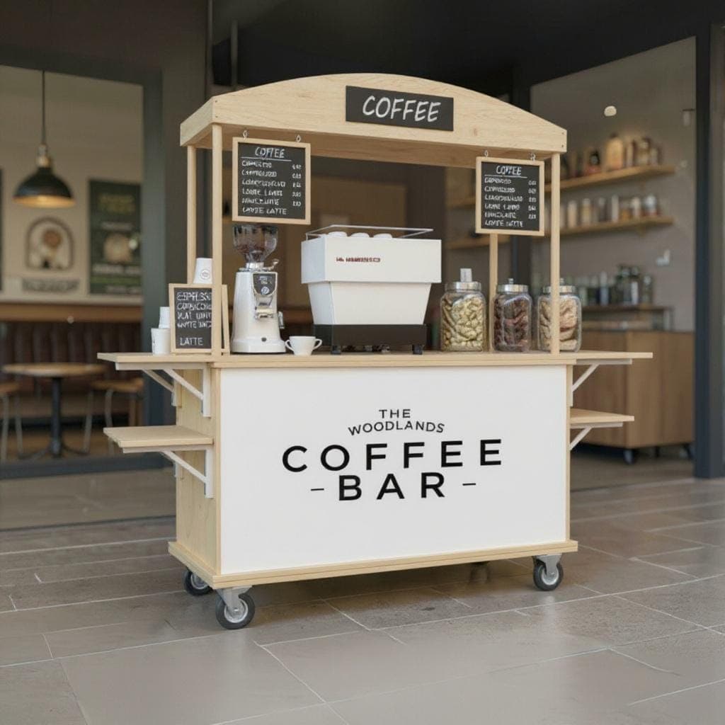 Coffee Cart Plans | Portable Espresso Bar Blueprint | DIY Collapsible Mobile Coffee, Drink Vendor Cart Design 2