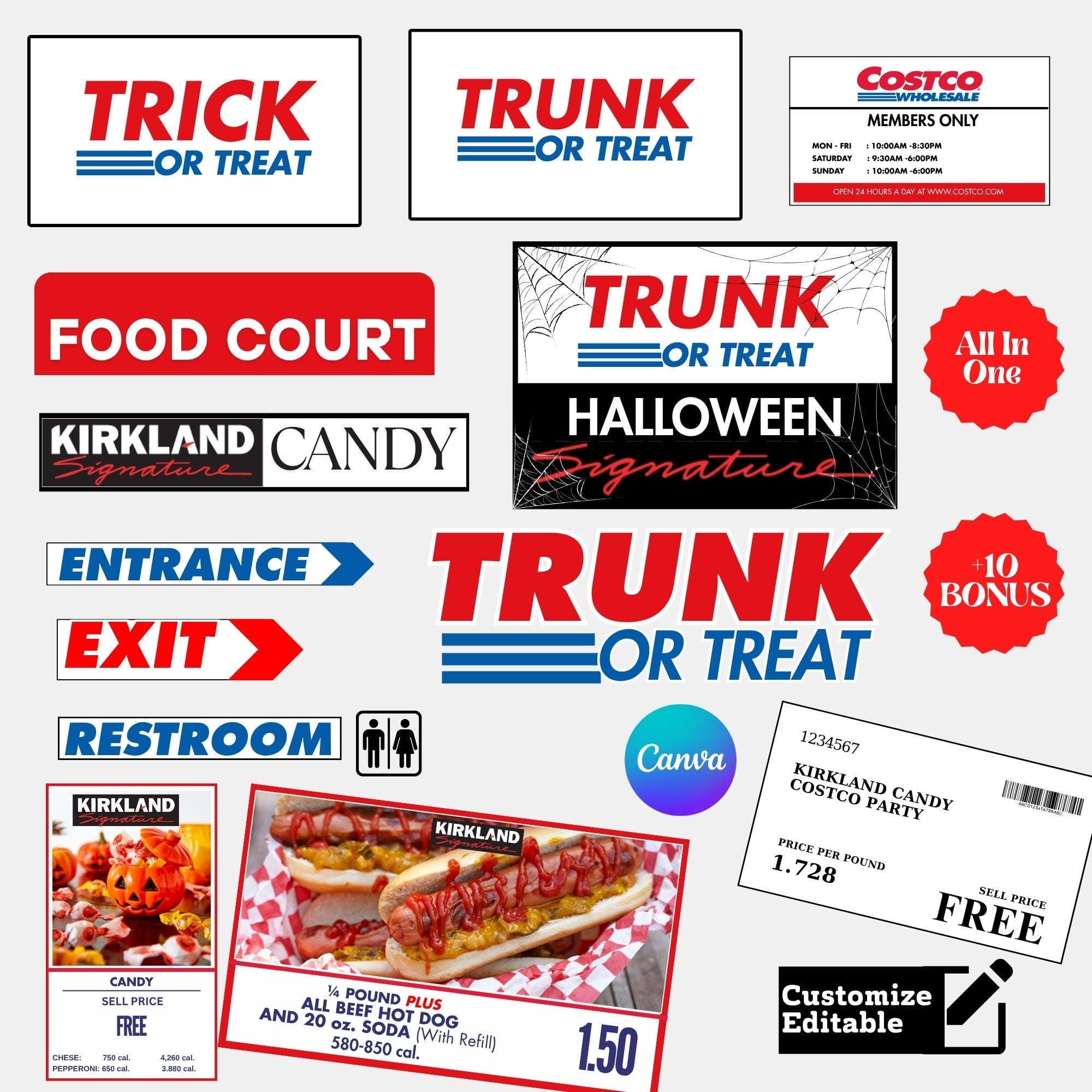 Costco Trunk or Treat Printables | Halloween Car Decor (Digital Download) 1