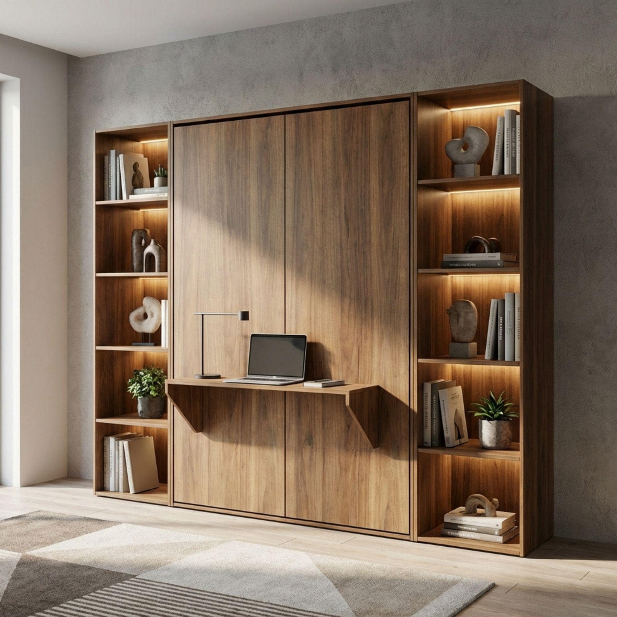 DIY Horizontal Murphy Bed Plans with Desk and Shelves (Digital Download) 5