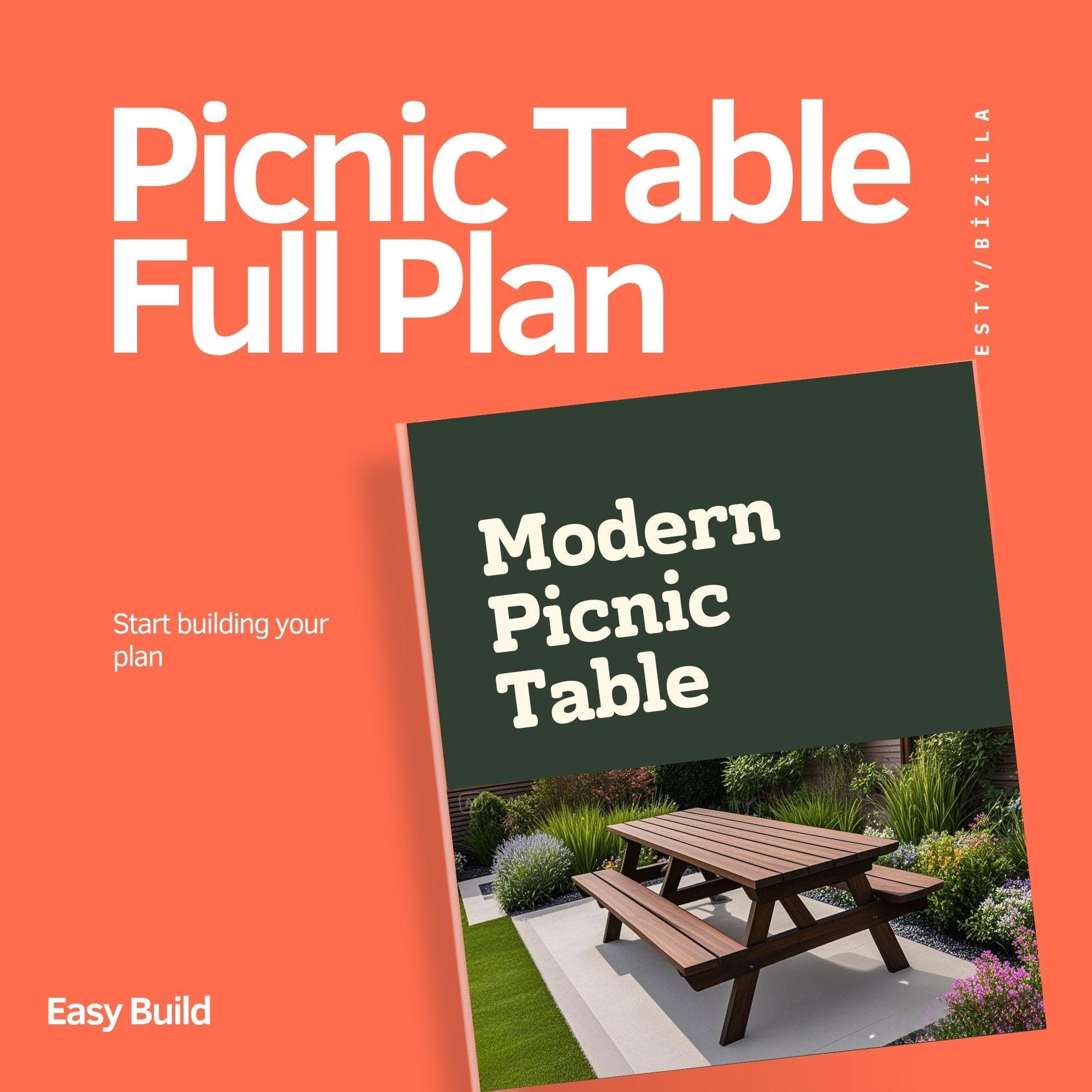 DIY Farmhouse Picnic Table Plans | Outdoor Furniture (PDF Pattern) 1