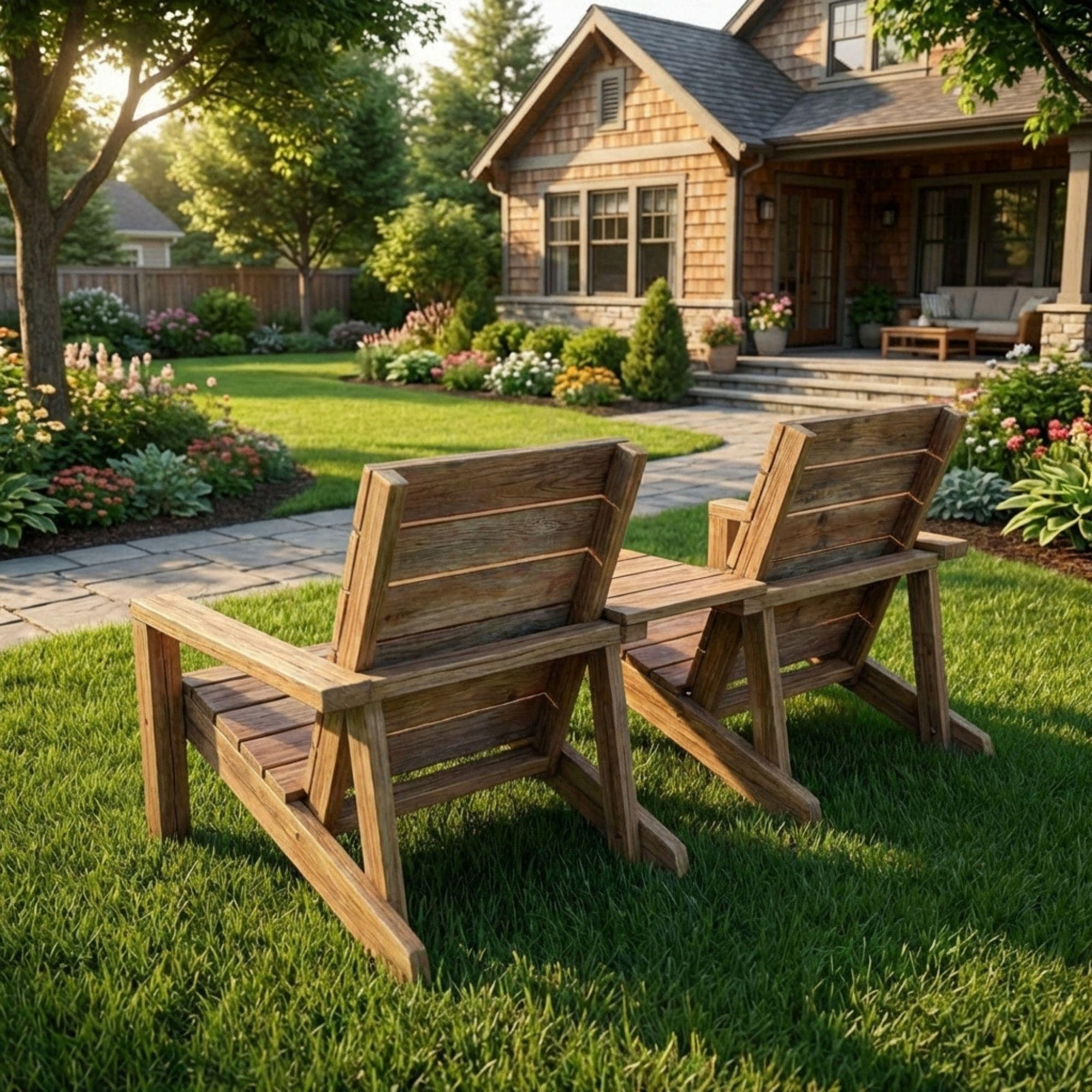 DIY Outdoor Double Chair Plans | Wooden Porch Furniture Blueprint | Double Seat Bench with Table PDF 6