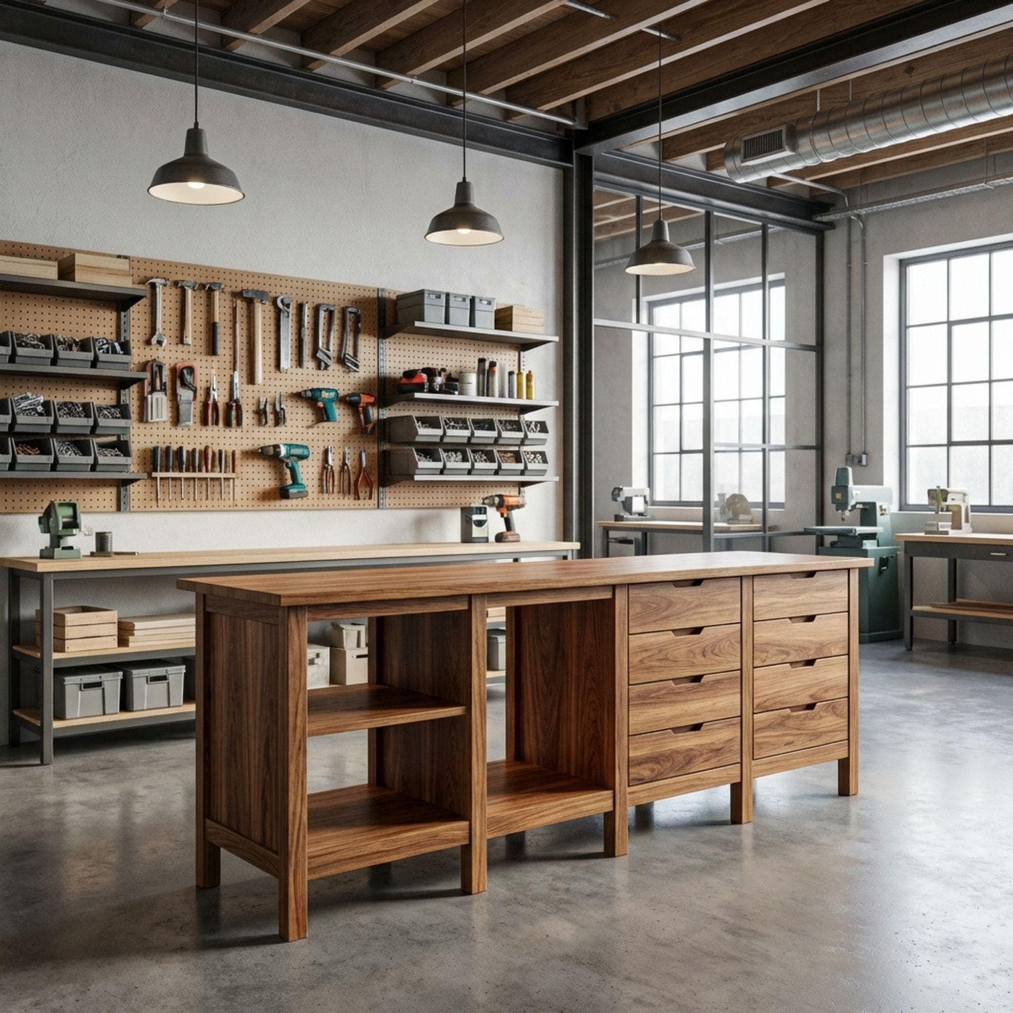 8ft Garage Workbench Plans | DIY Woodshop Table with Shelves (PDF Download) 7