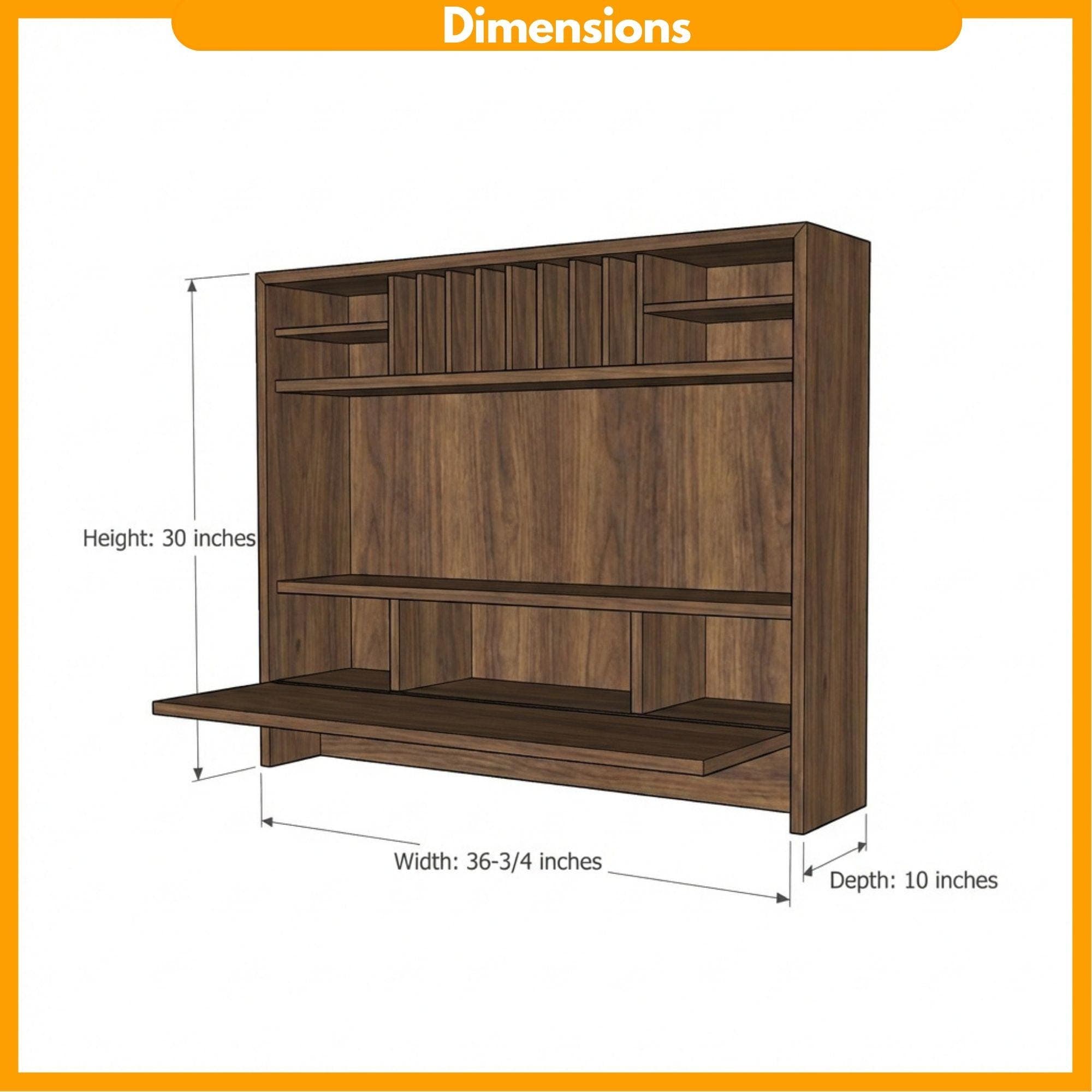 DIY Wall Mounted Murphy Desk Plans | Fold Down Shelf Blueprint (PDF Download) 1