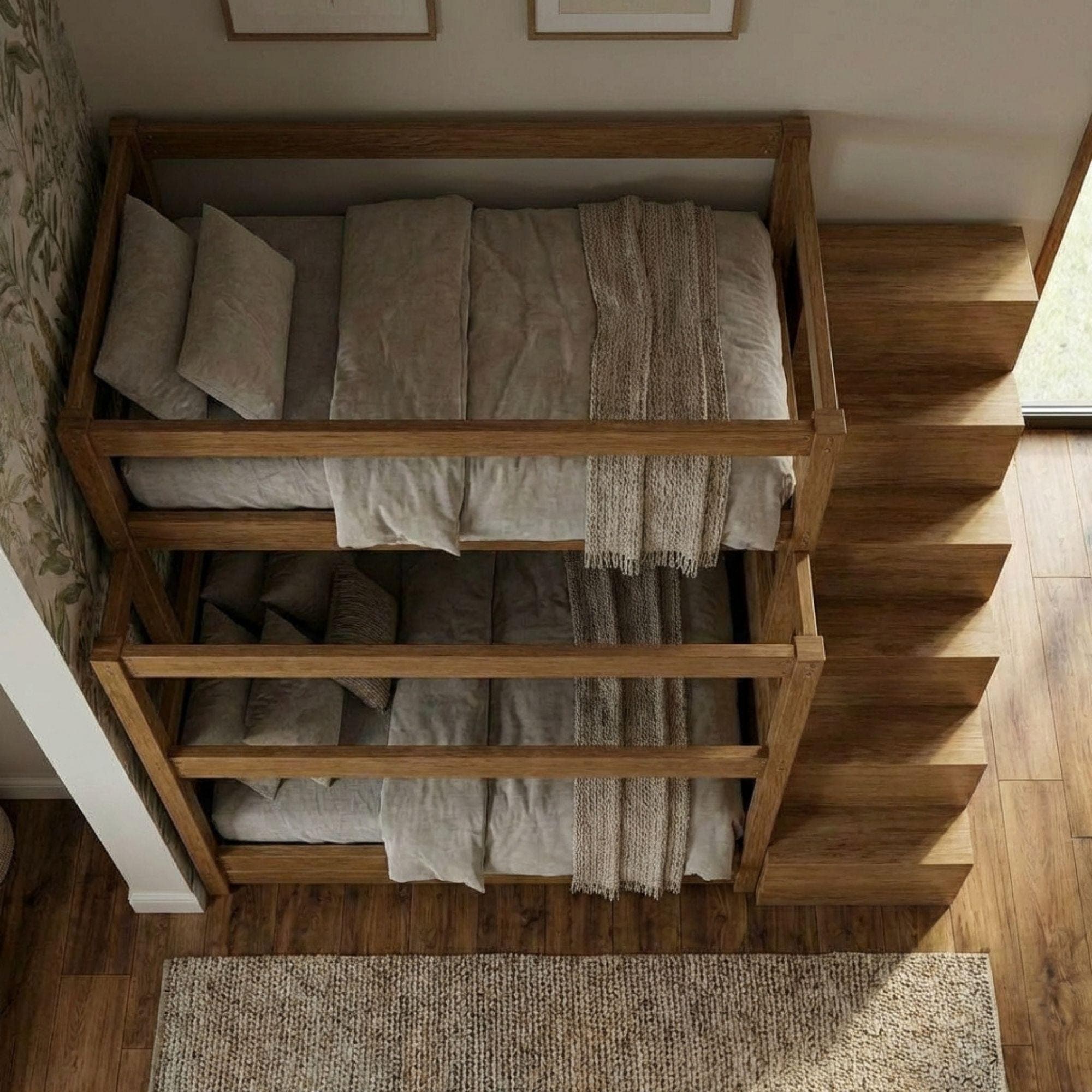 DIY Triple Bunk Bed Plans | 3 Tier Bunk Bed with Storage Stairs | Wooden Loft Bed Blueprint PDF 4