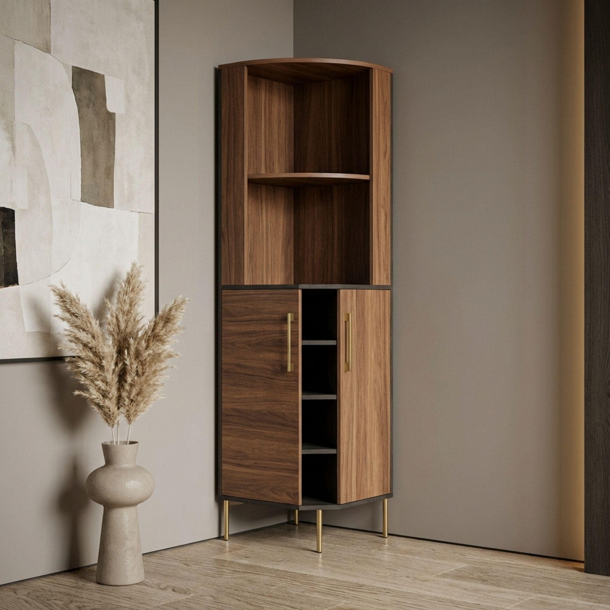 DIY Corner Bookshelf With Cabinet Plans | Wood Cabinet Bookcase Blueprint 2