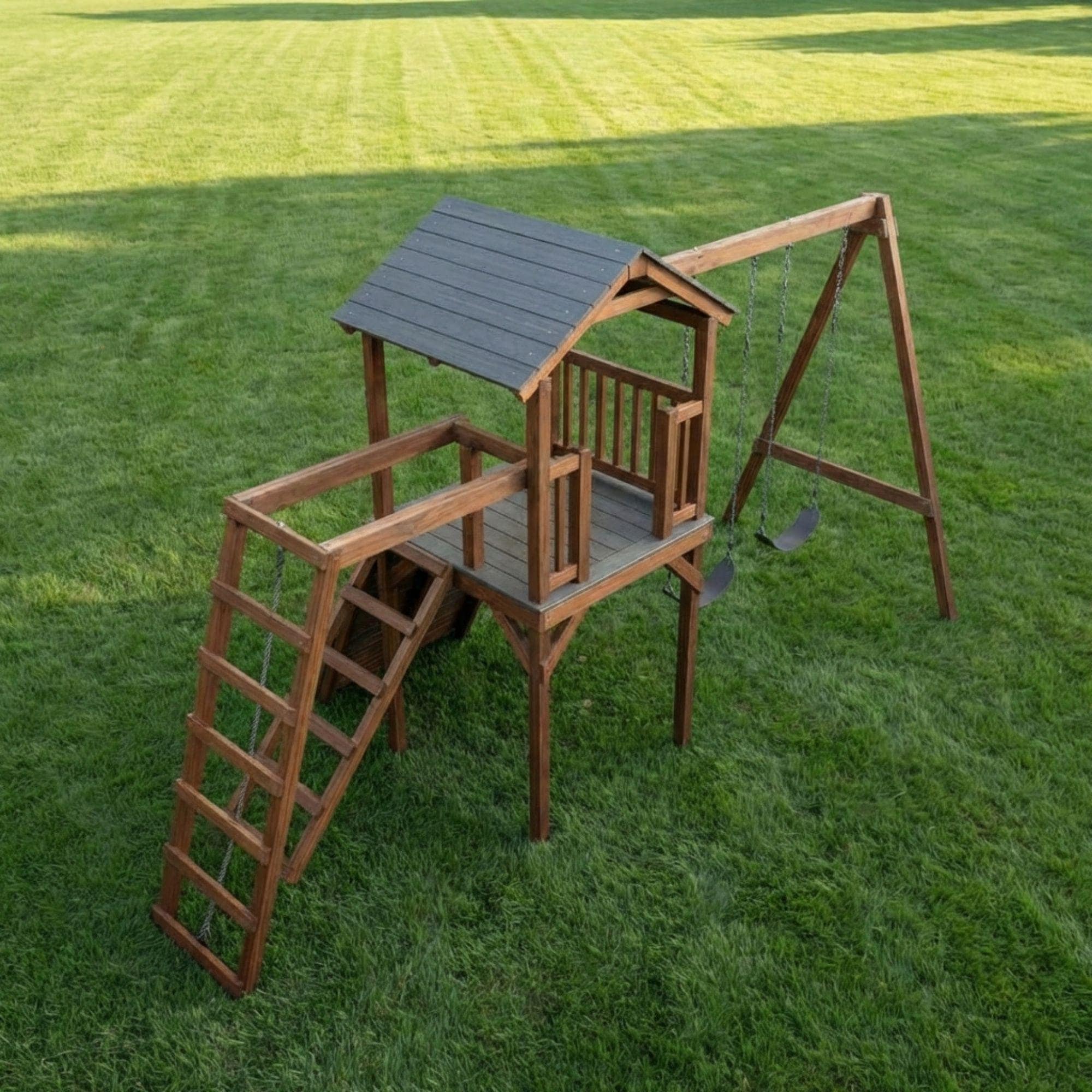 DIY Swingset With Playhouse Plans | Wooden Playset Plan PDF | Backyard Playground Plans 5