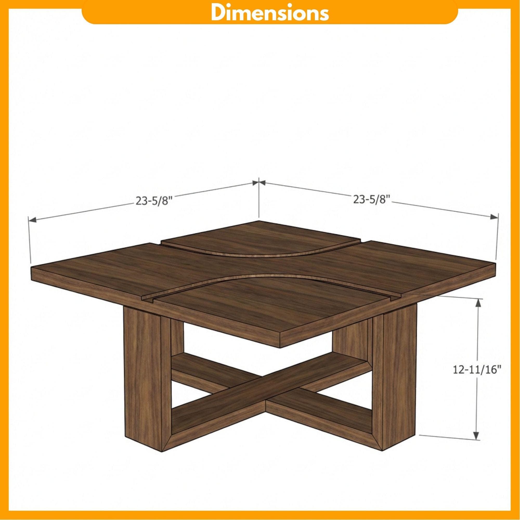 Modern Square Coffee Table Plans | Indoor Outdoor Woodworking Blueprint (PDF) 1