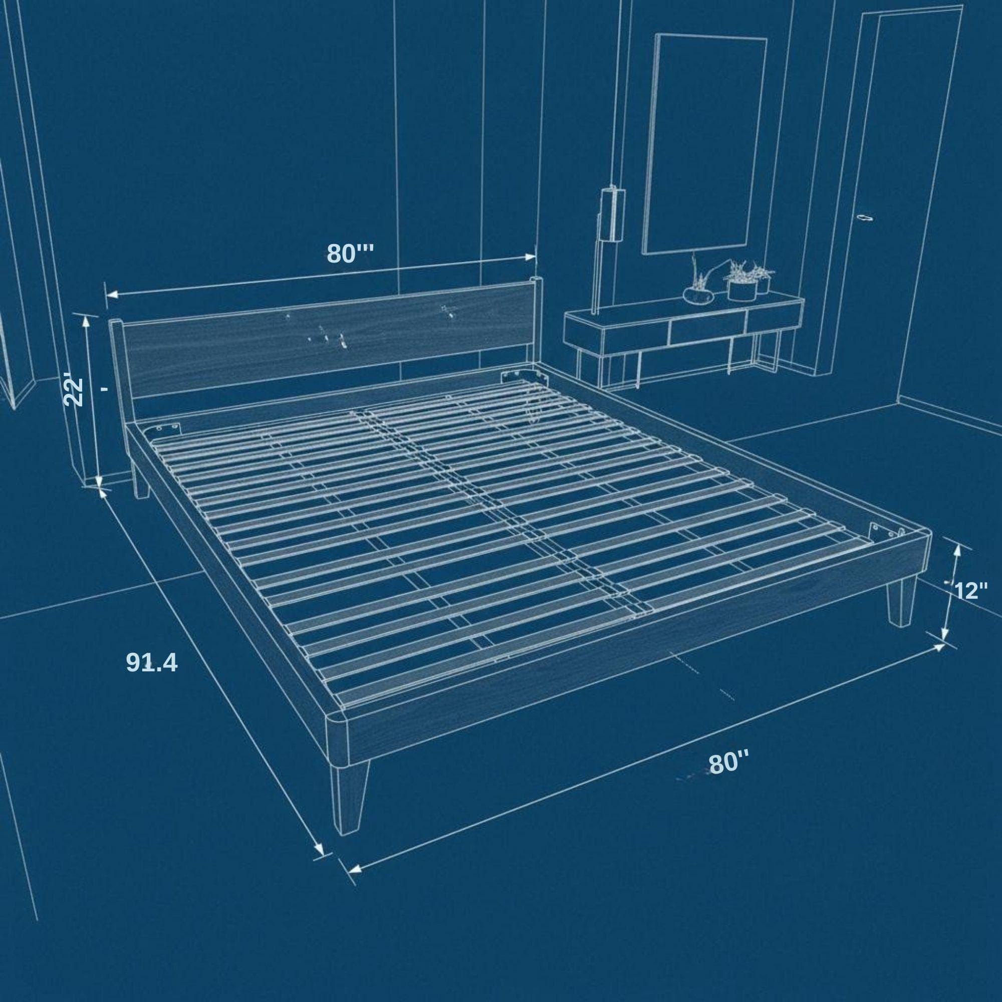 DIY Floating Bed Frame Plans | Rustic Wood, King Size (PDF Furniture) 5